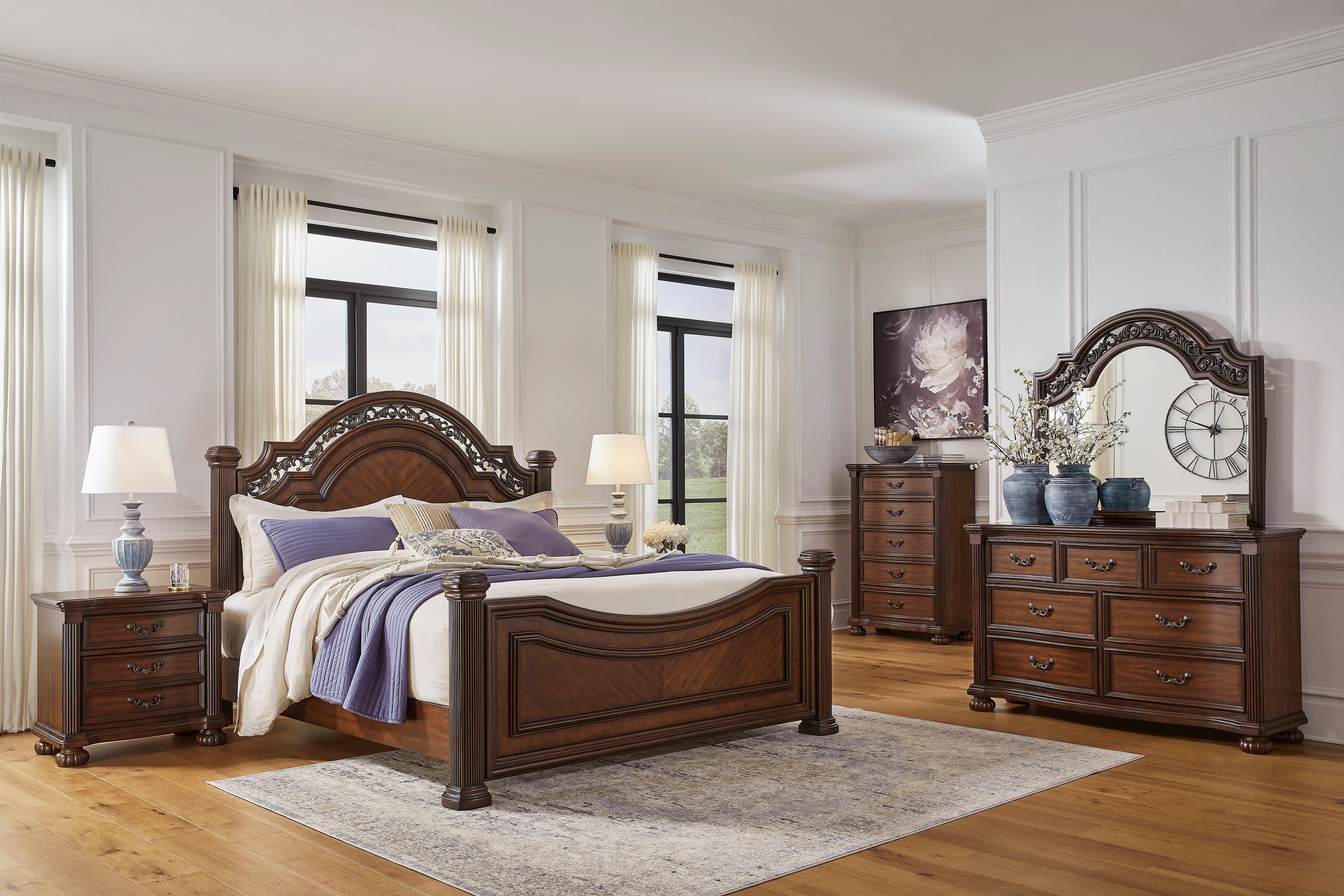 Ashley Brown Carved Panel 5-Piece Bedroom Set