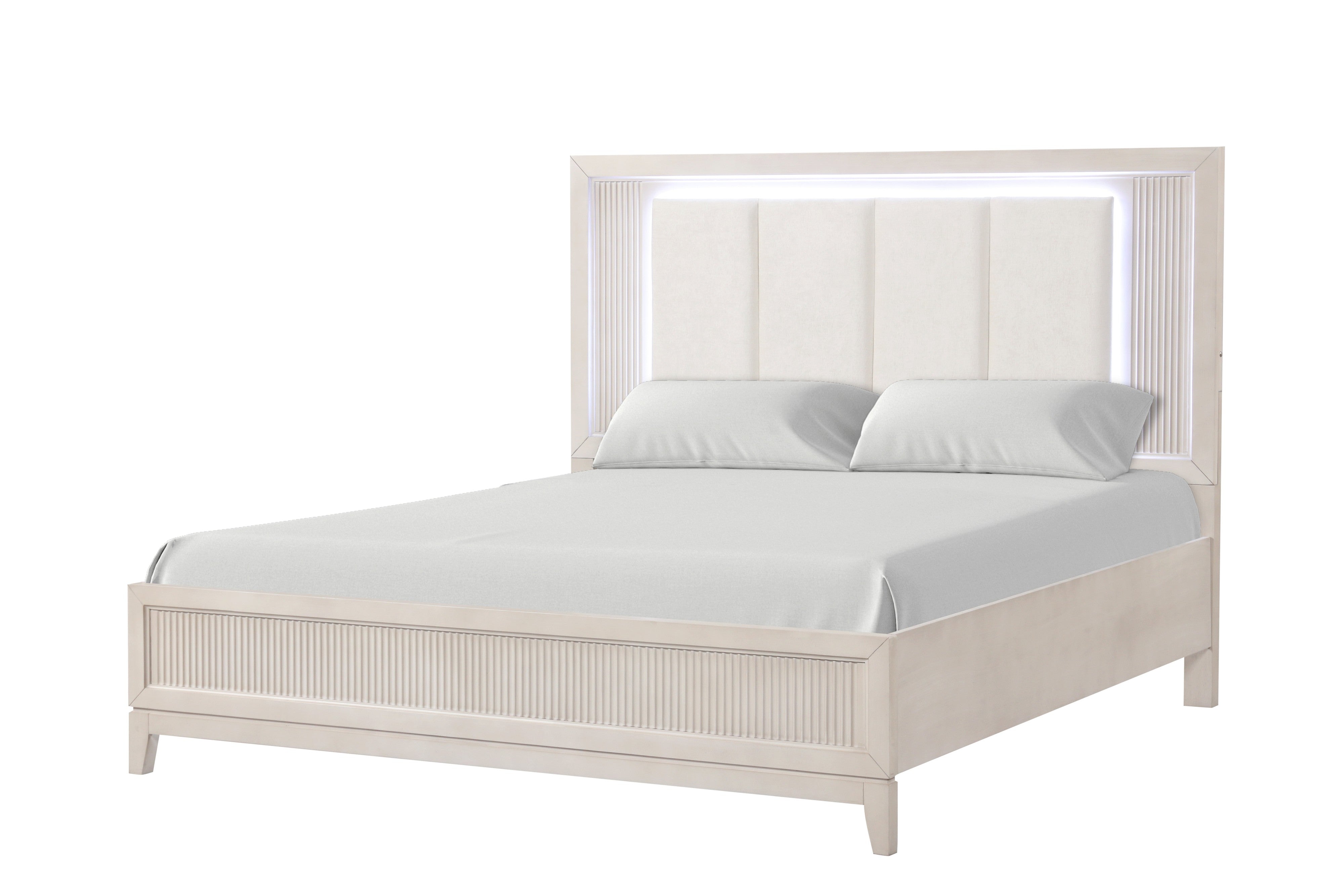 Uptown Cream King Bedroom Set with LED Headboard, view 3