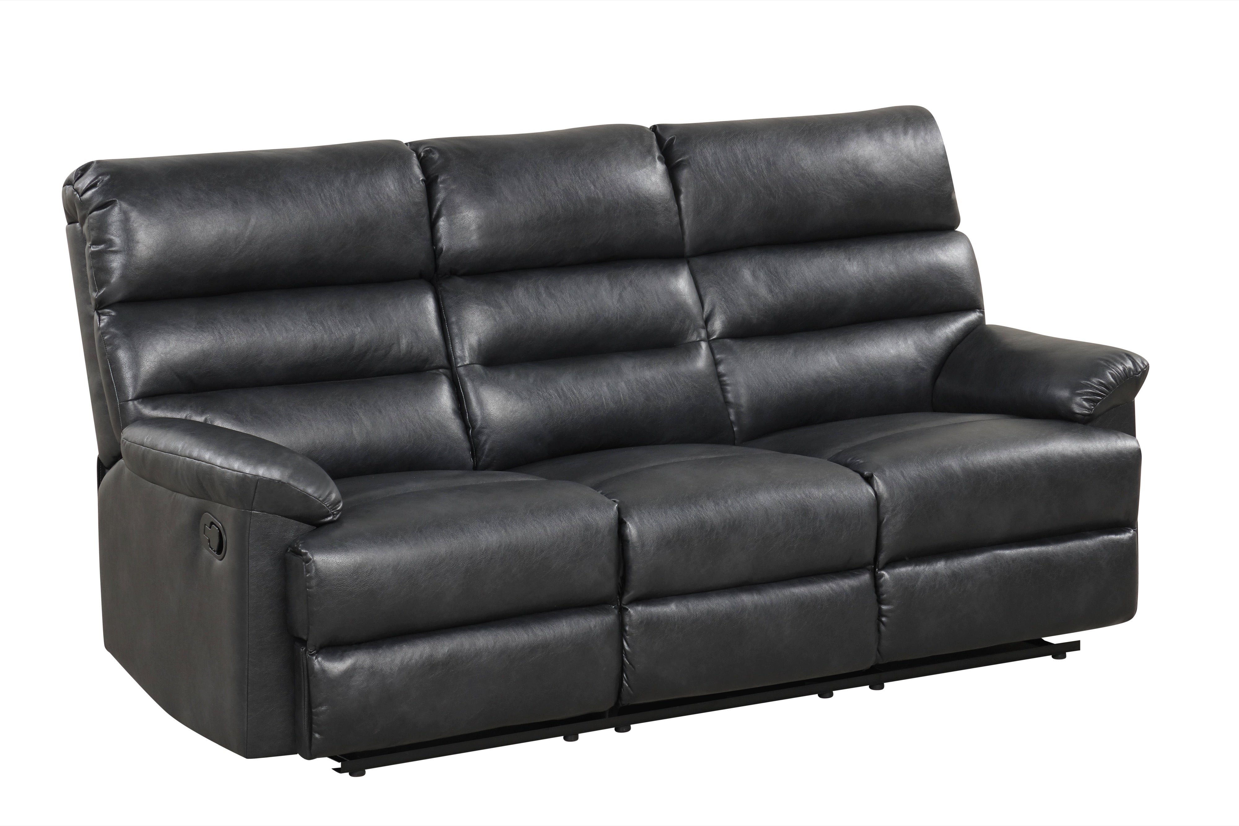 Albert Black Leather-Gel 3-Piece Reclining Set, view 2