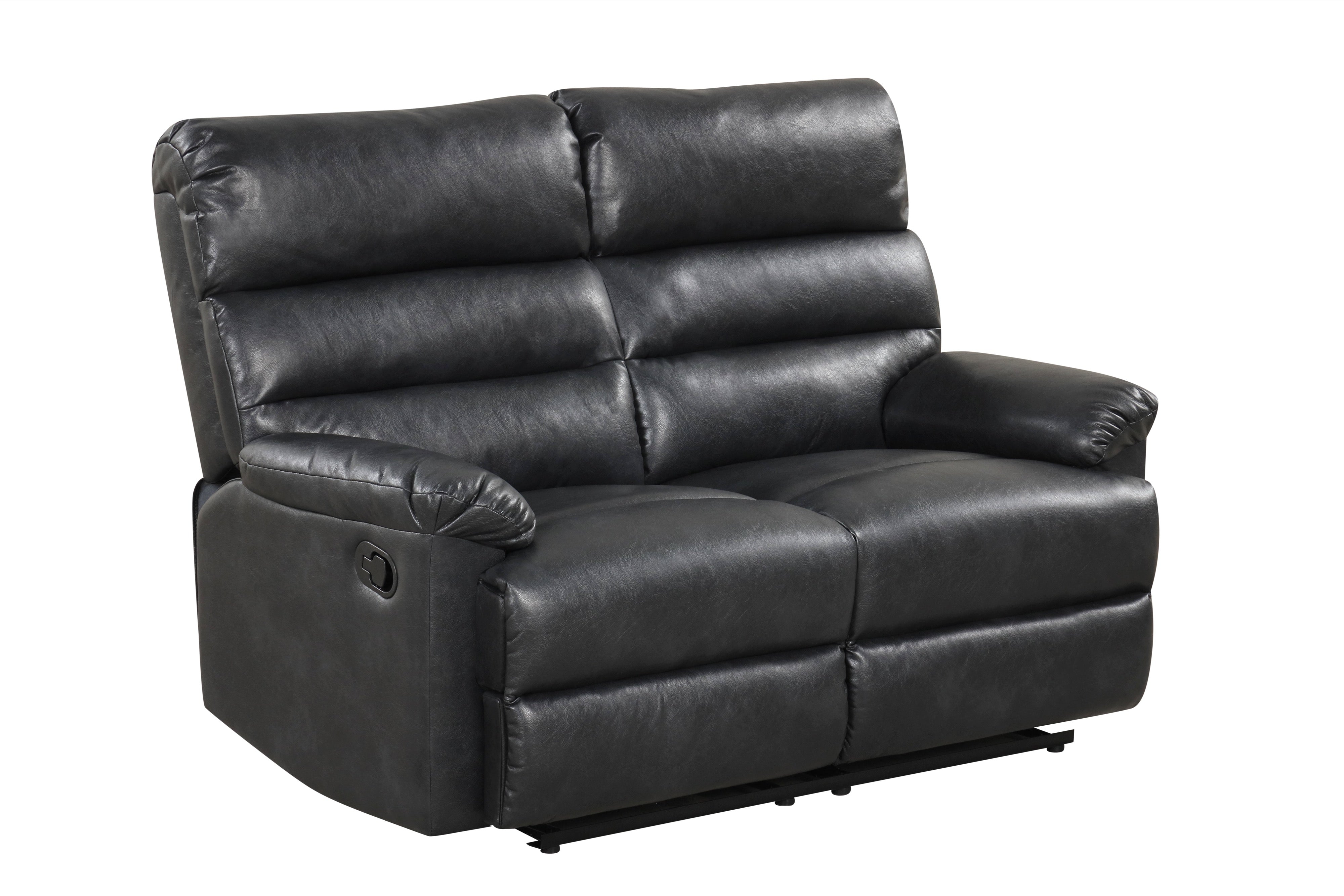 Albert Black Leather-Gel 3-Piece Reclining Set, view 3