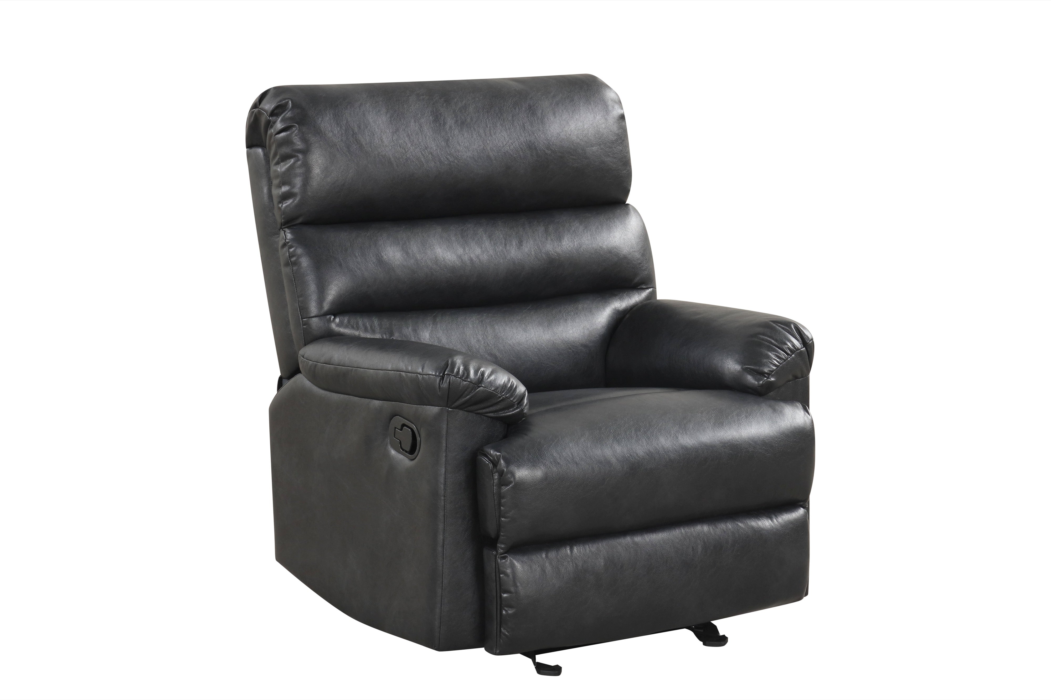 Albert Black Leather-Gel 3-Piece Reclining Set, view 4