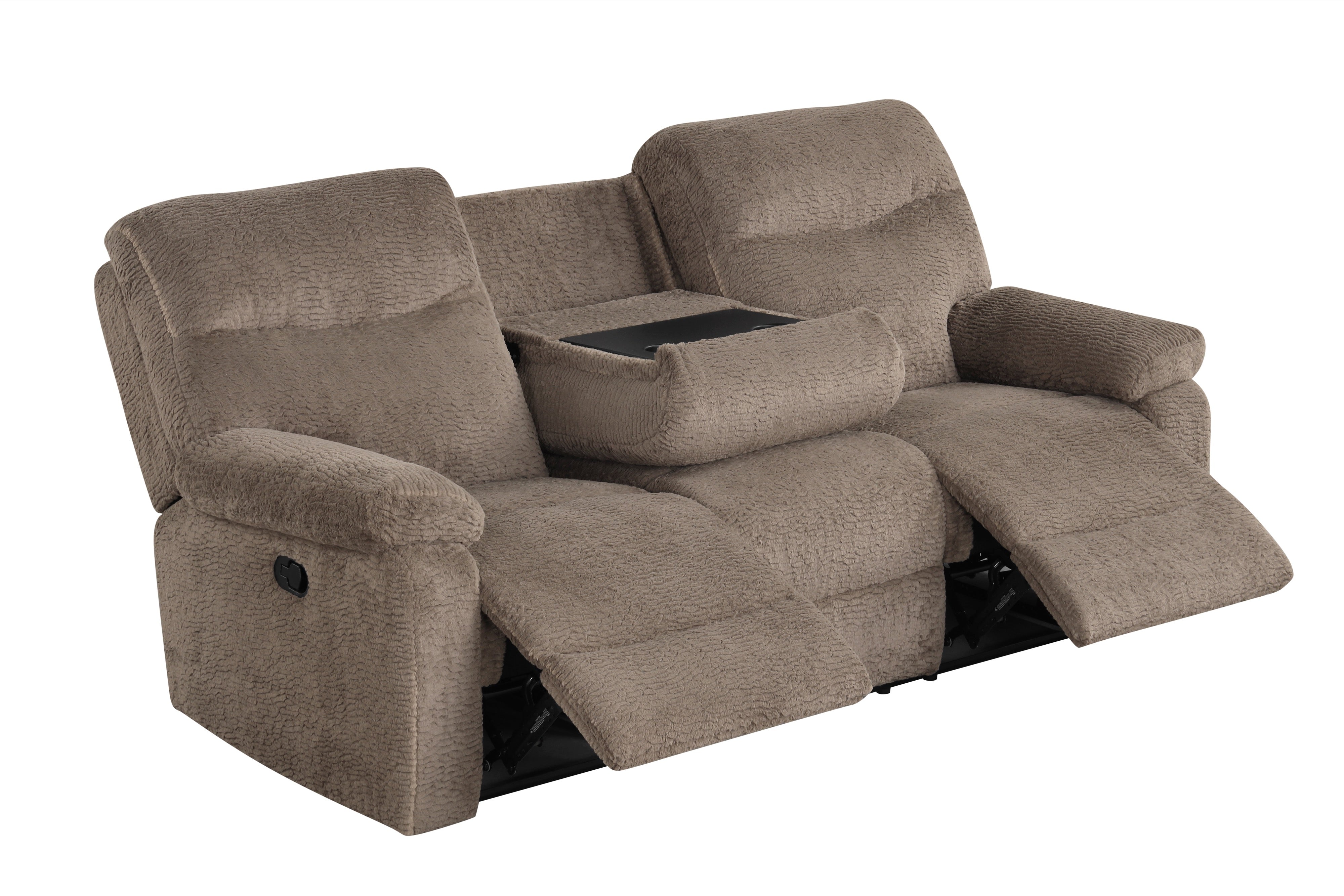 Bravo Mocha Teddy Fabric 3-Piece Reclining Set, view 2