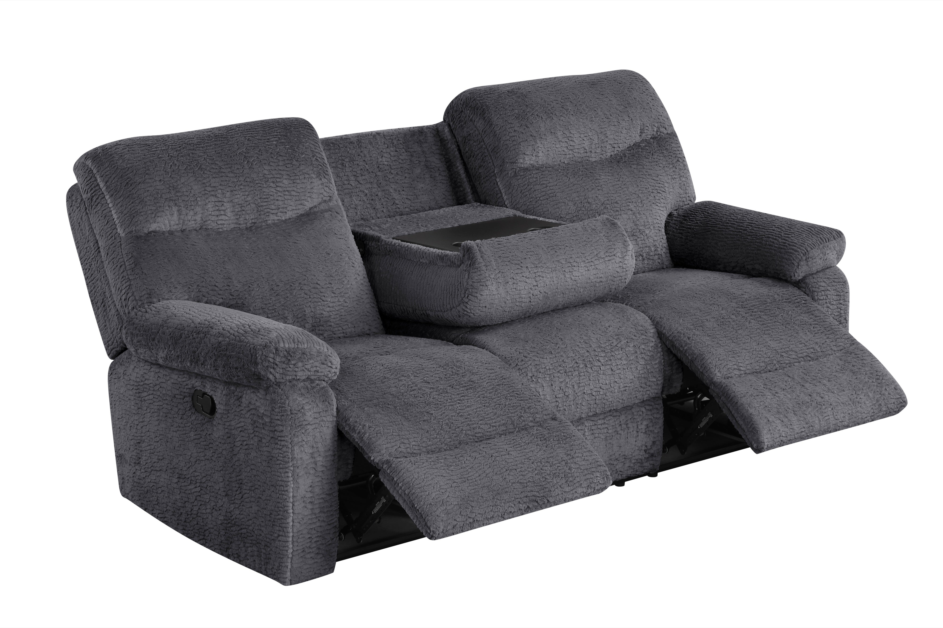 Bravo Charcoal Teddy Fabric 3-Piece Reclining Set, view 2
