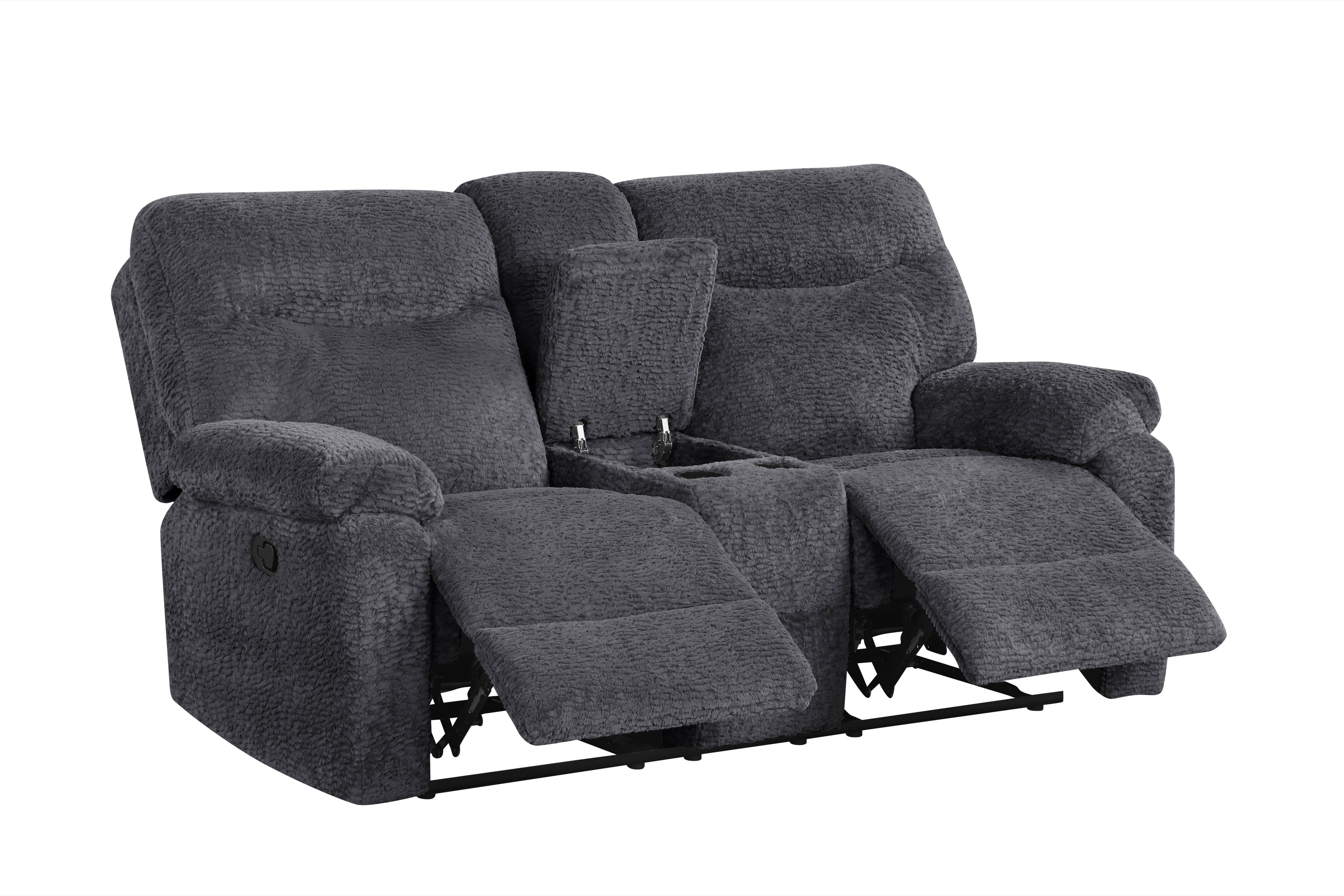 Bravo Charcoal Teddy Fabric 3-Piece Reclining Set, view 3