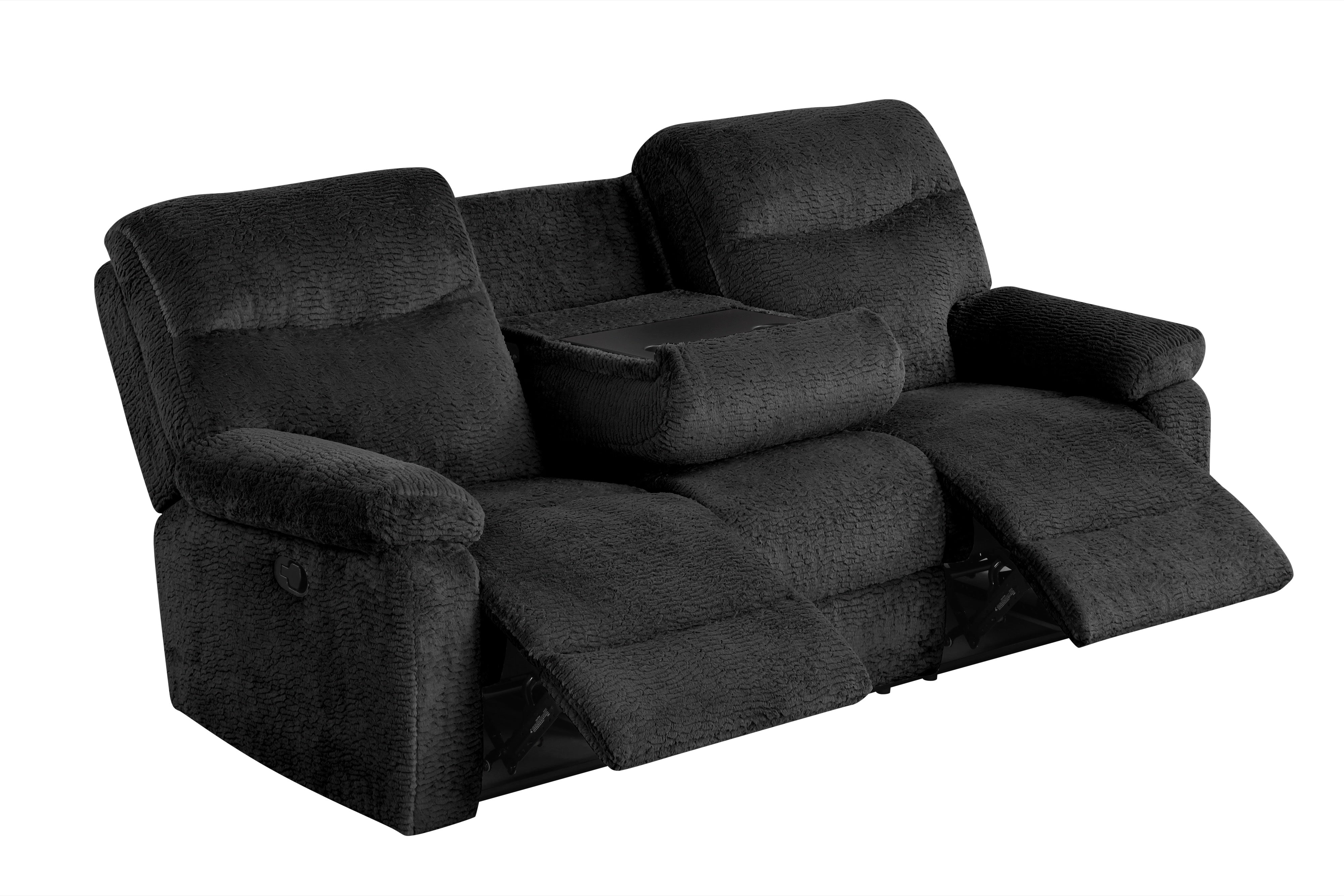 Bravo Black Teddy Fabric 3-Piece Reclining Set, view 2