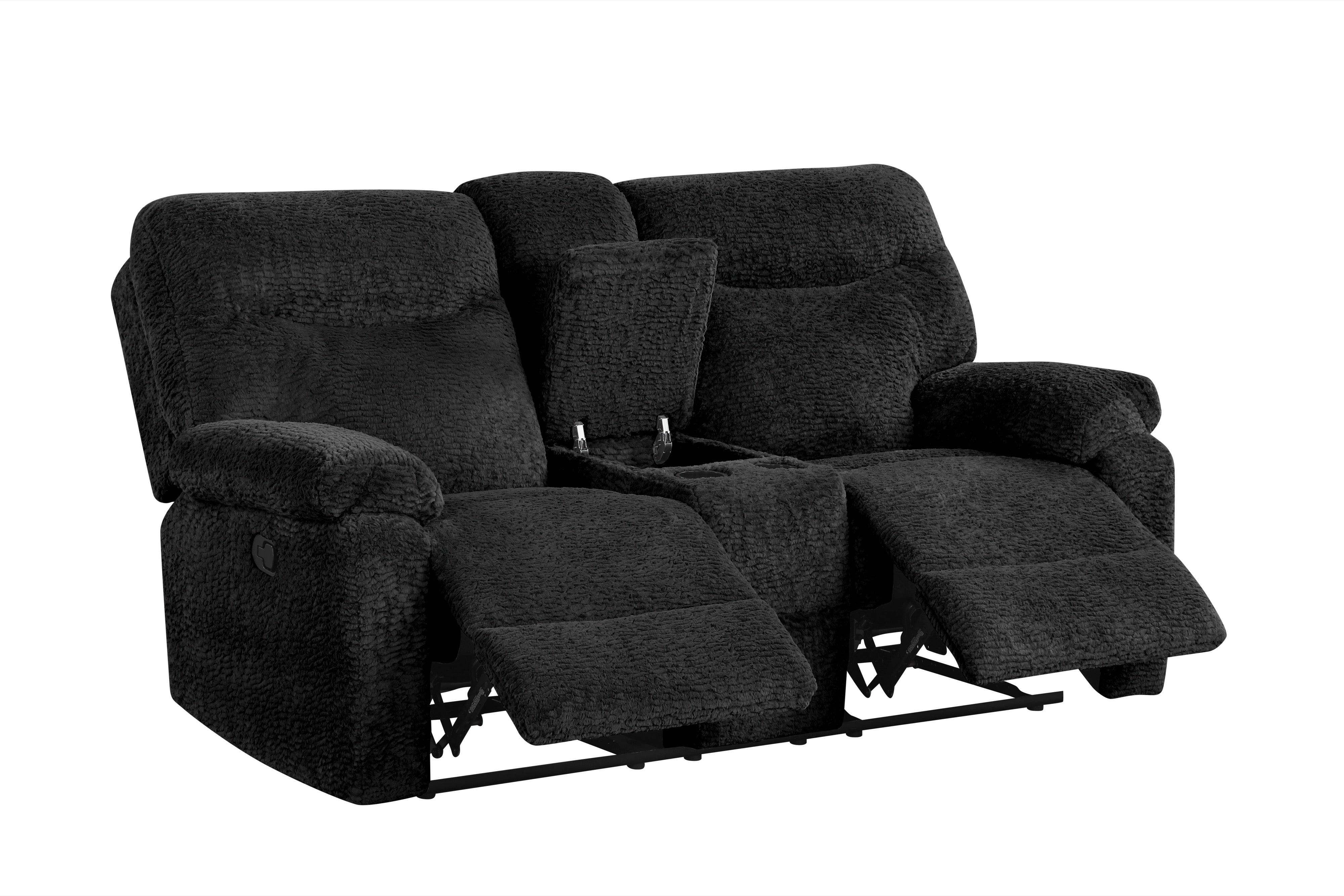 Bravo Black Teddy Fabric 3-Piece Reclining Set, view 3