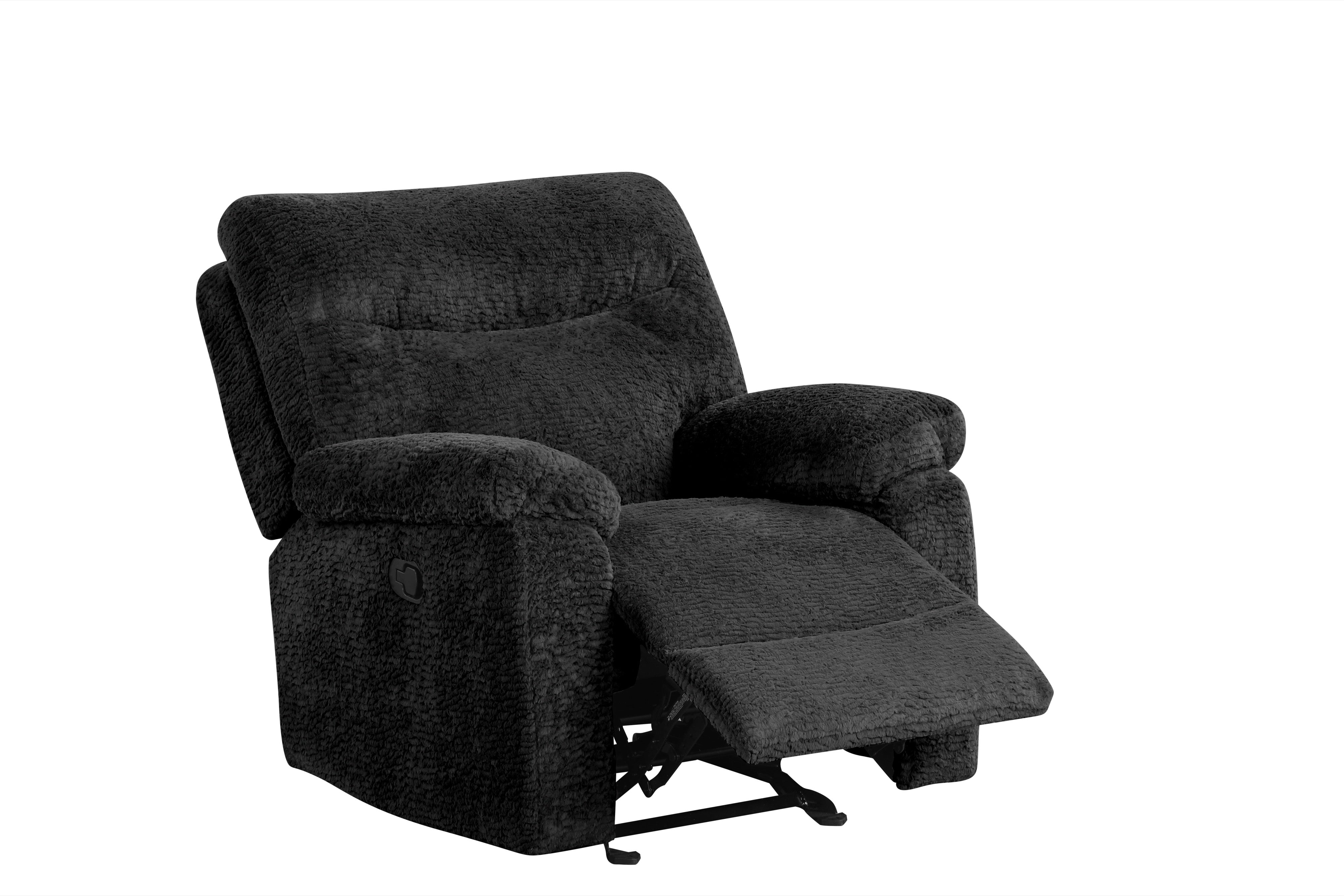 Bravo Black Teddy Fabric 3-Piece Reclining Set, view 4