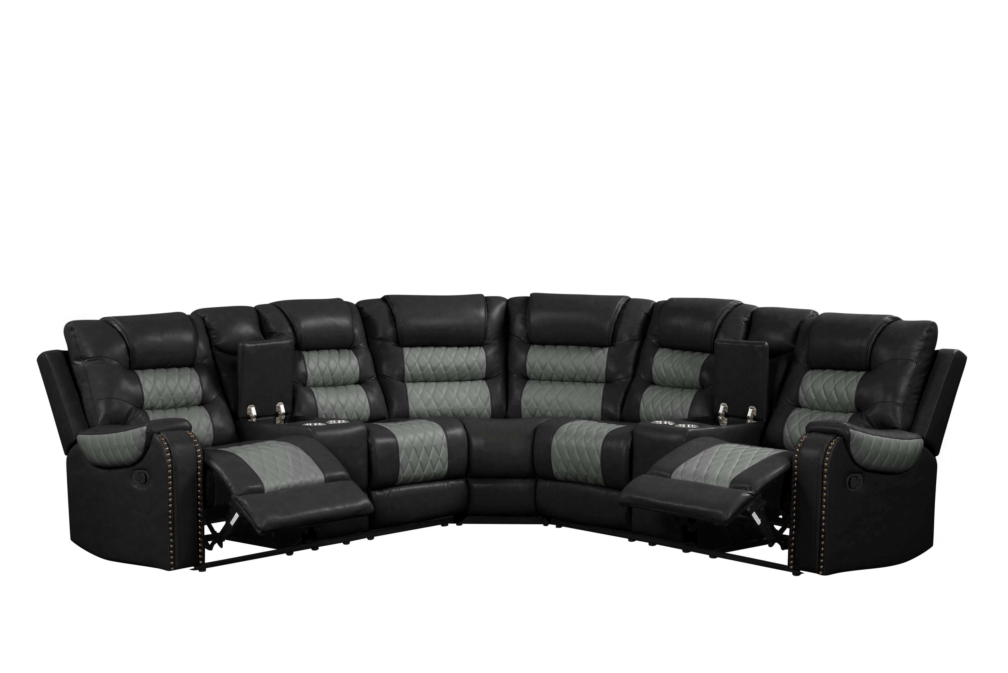 Jordon Black Two-Tone Reclining Sectional with Storage