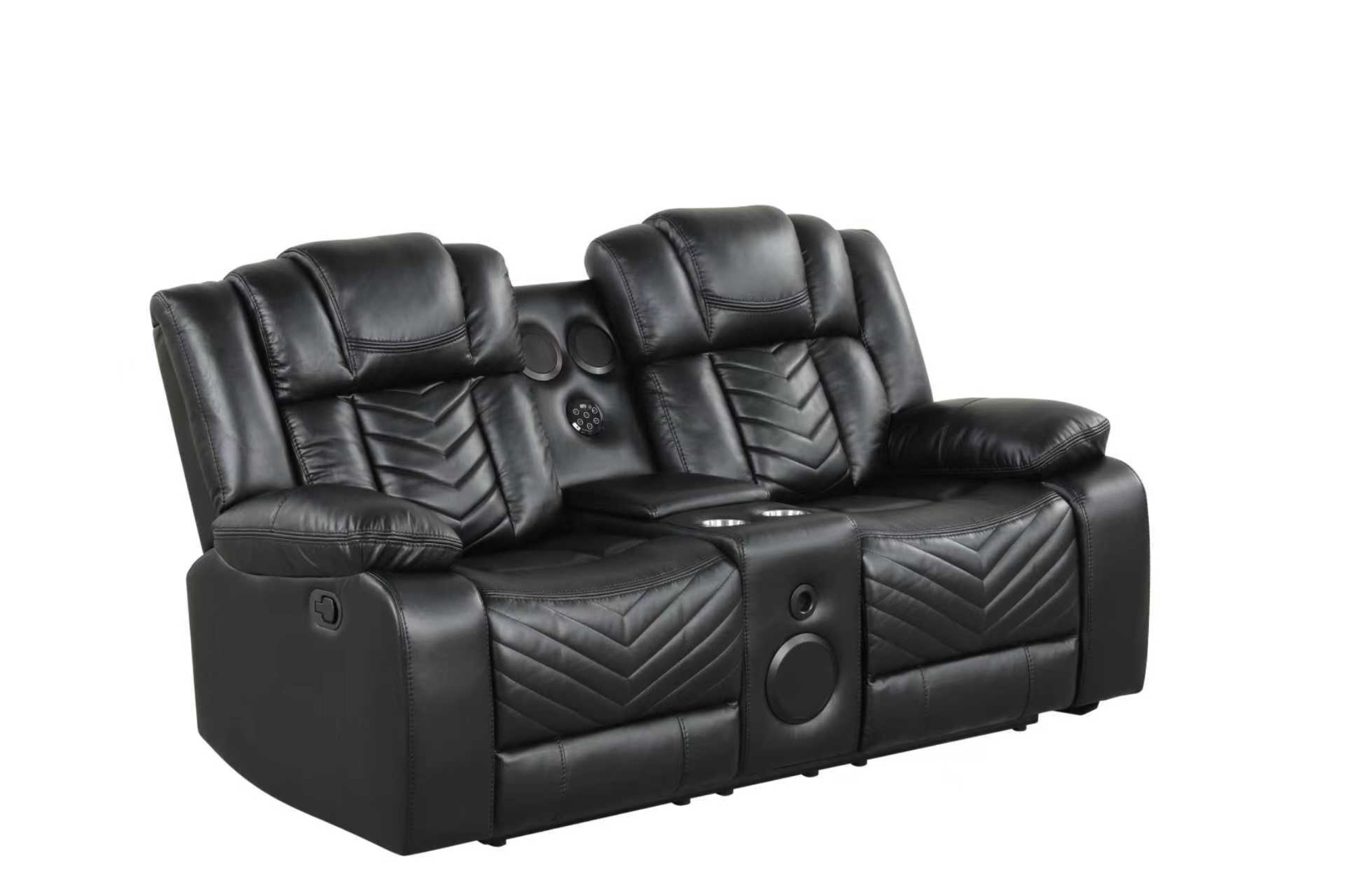 Ace Black Leather-Gel 3-Piece Reclining Set, view 4