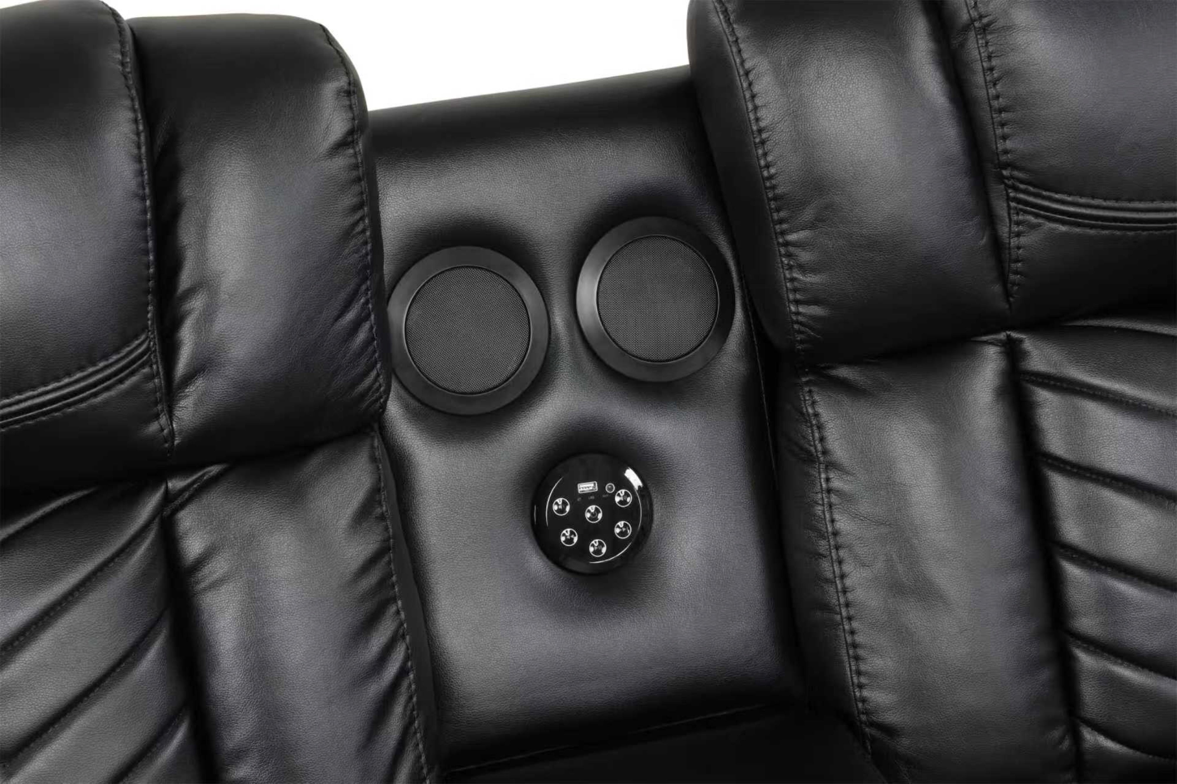 Ace Black Leather-Gel 3-Piece Reclining Set, view 7
