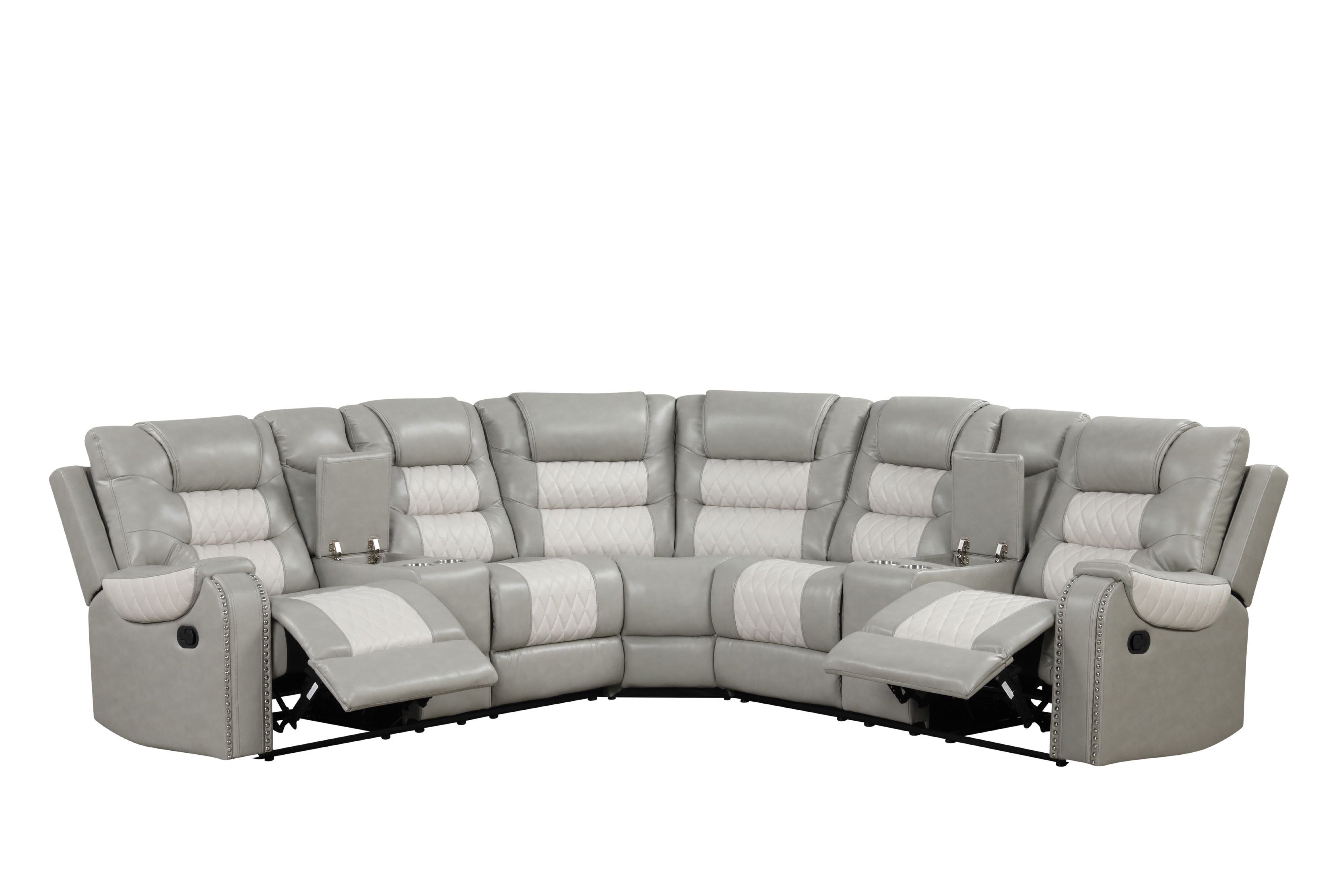 Jordon Gray Two-Tone Reclining Sectional with Storage, view 2