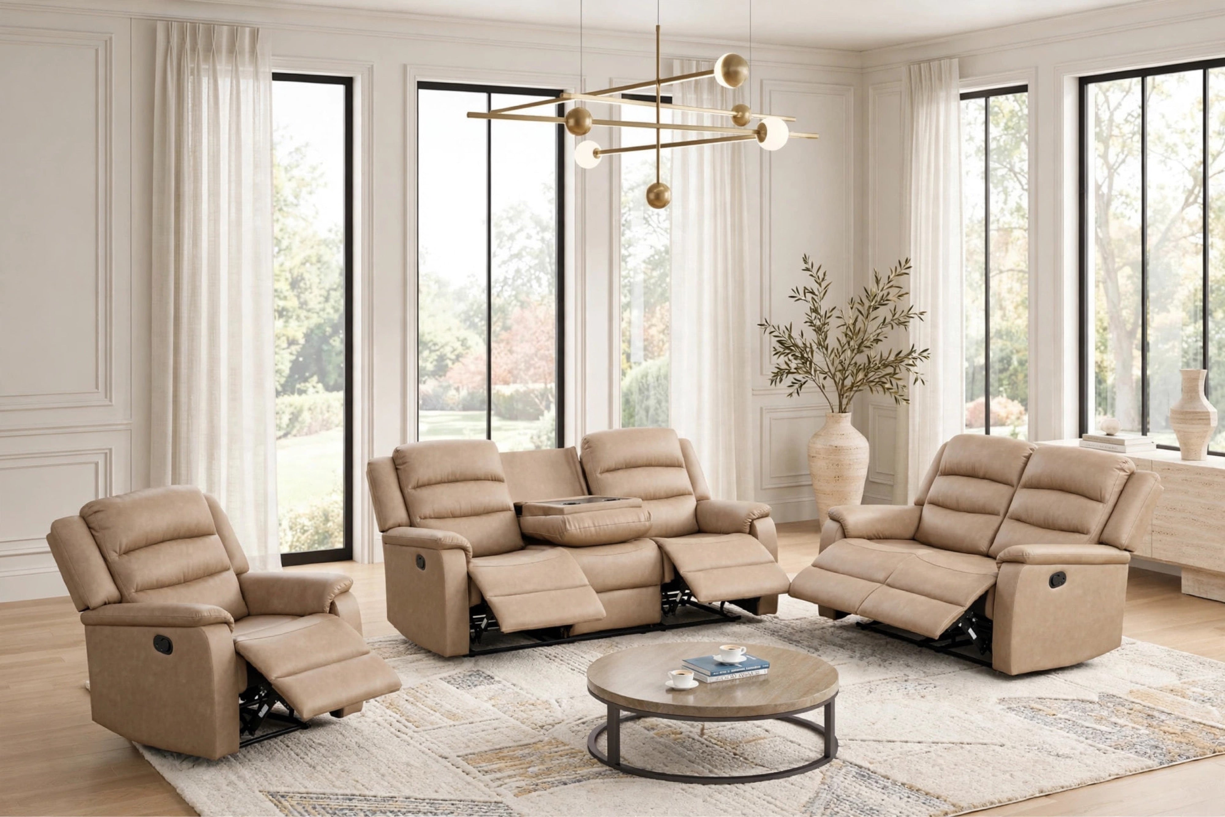 Hope Stone Polyester 3-Piece Reclining Set