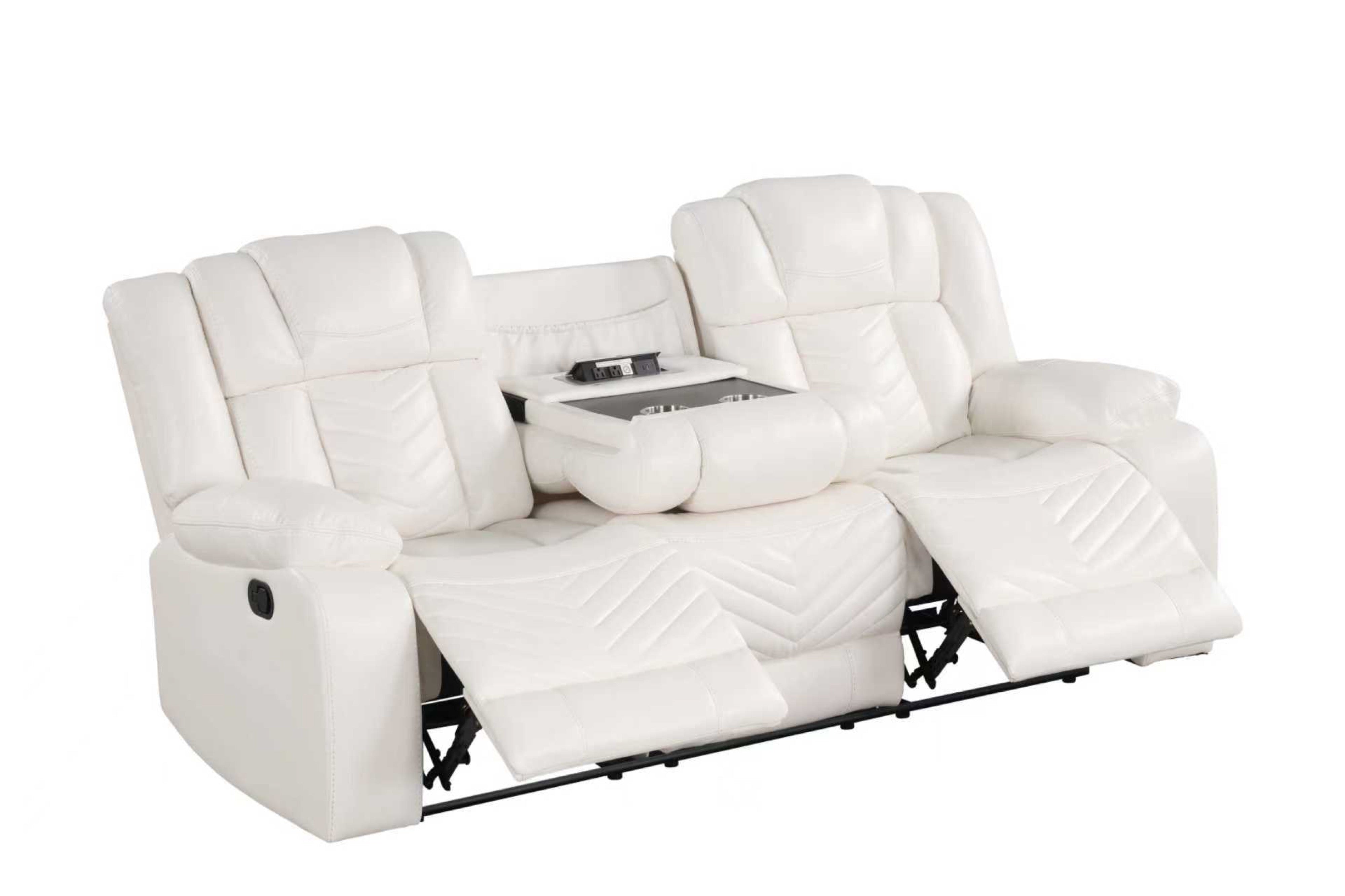 Ace White Leather-Gel 3-Piece Reclining Set, view 3