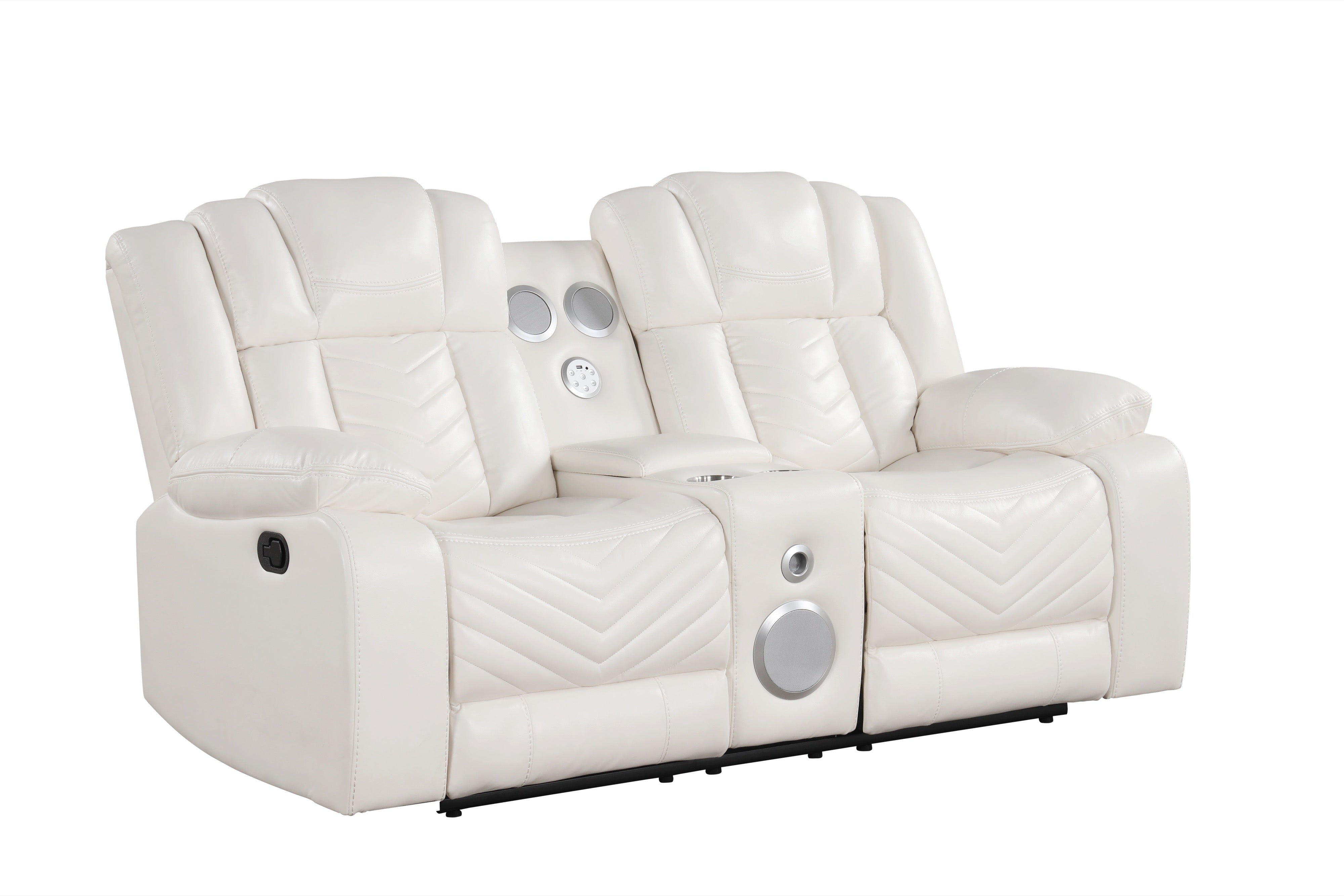 Ace White Leather-Gel 3-Piece Reclining Set, view 4