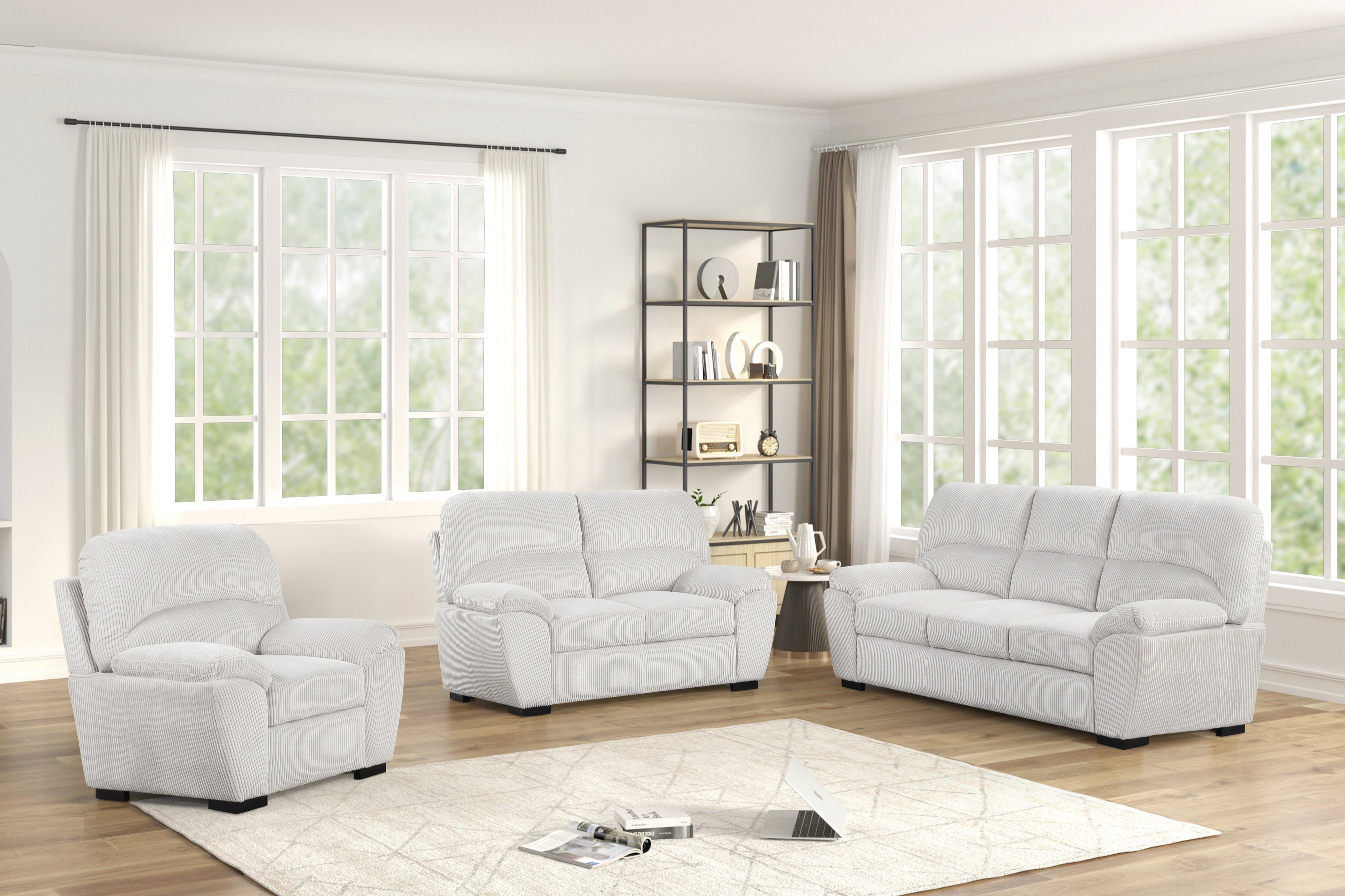 Tiffany Silver Corduroy Sofa & Loveseat Set