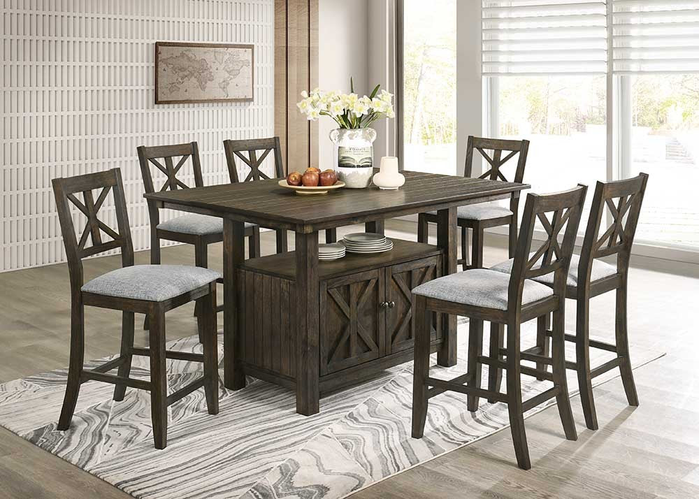 Espresso 7-Piece Counter Height Set with Storage Base