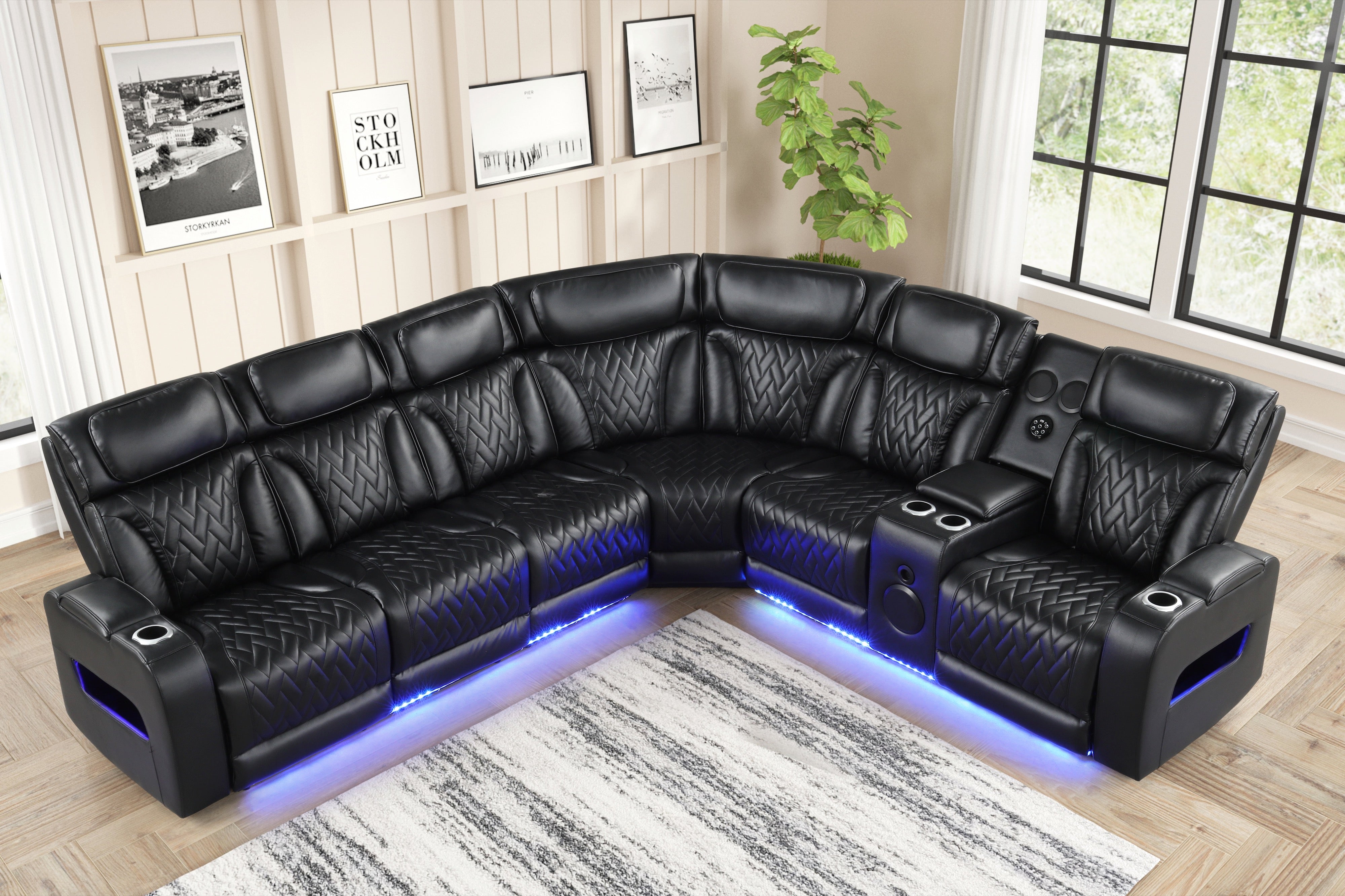 Barcelona Black Power Reclining Sectional with Power Headrests