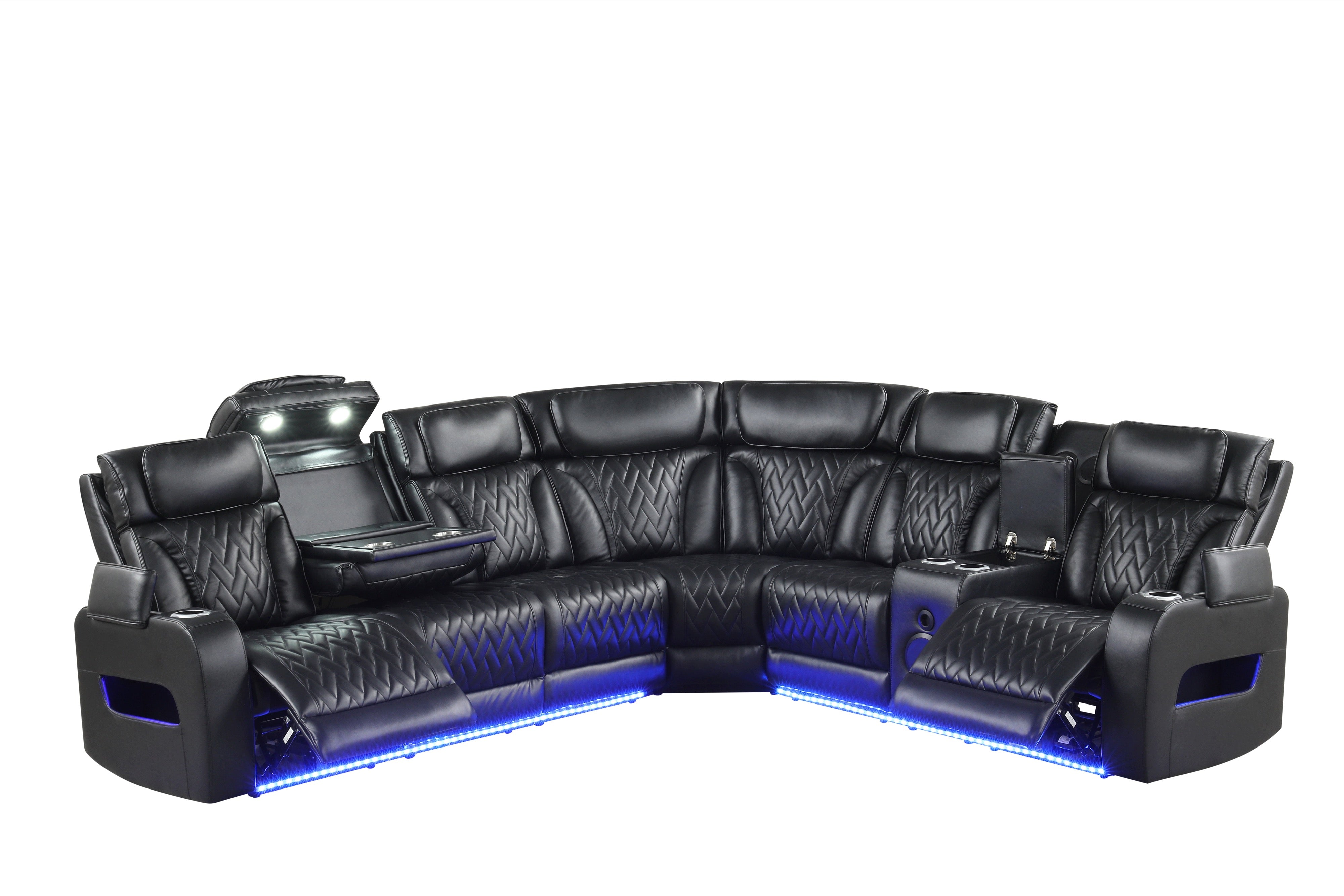 Barcelona Black Power Reclining Sectional with Power Headrests, view 2