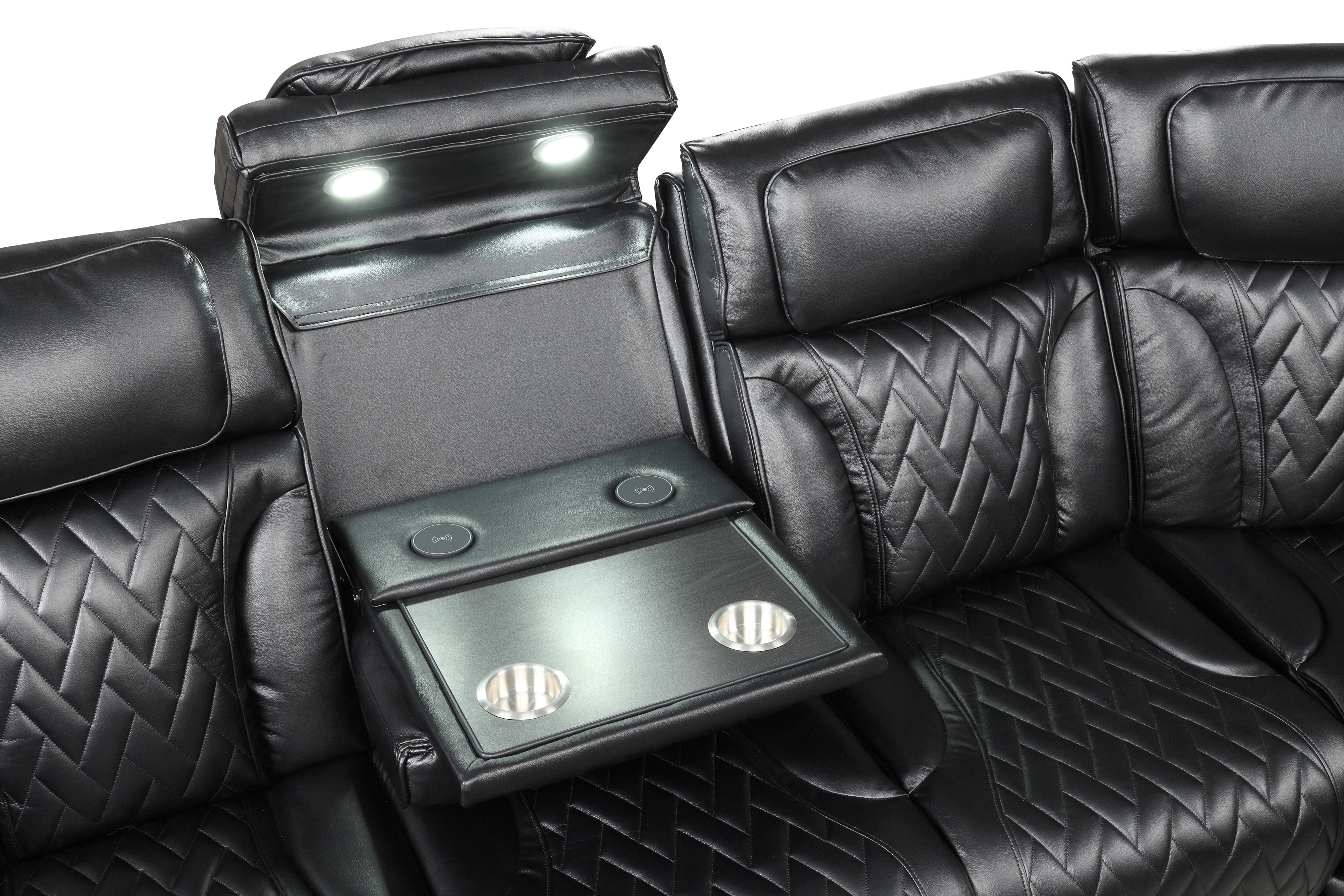Barcelona Black Power Reclining Sectional with Power Headrests, view 3