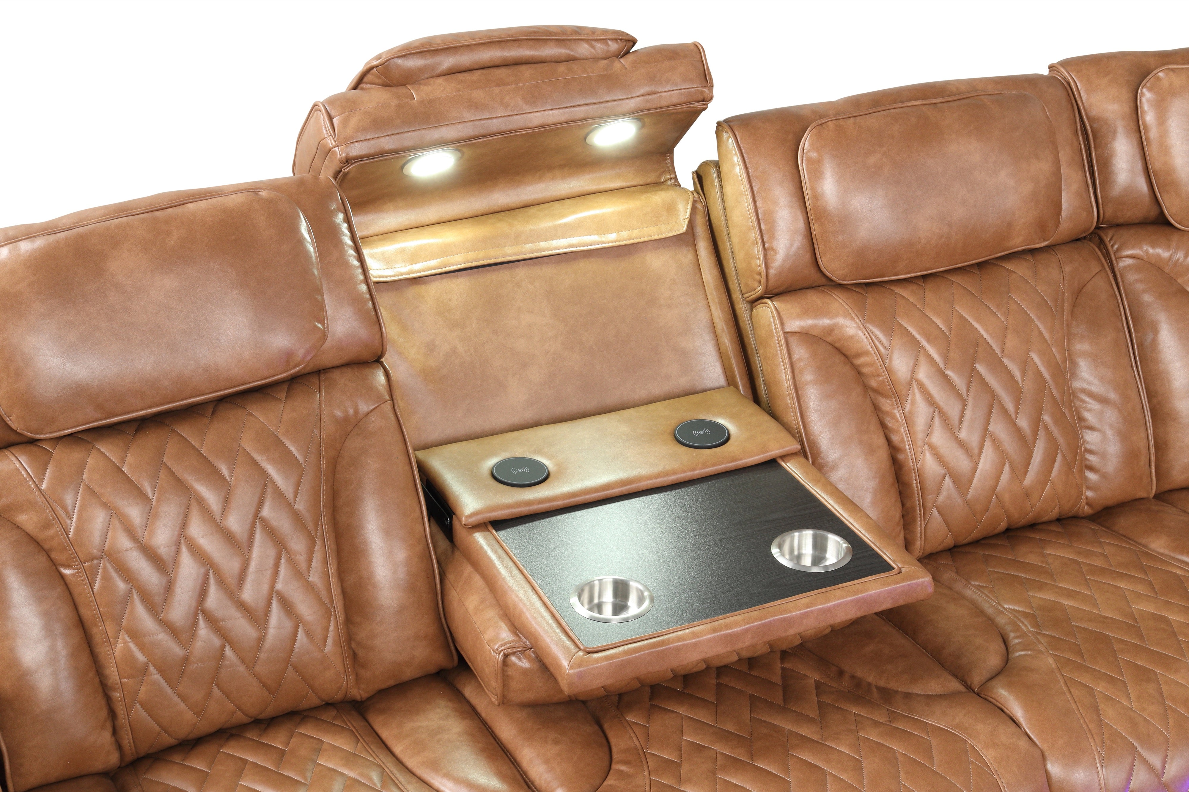 Barcelona Brown Power Reclining Sectional with Power Headrests, view 2