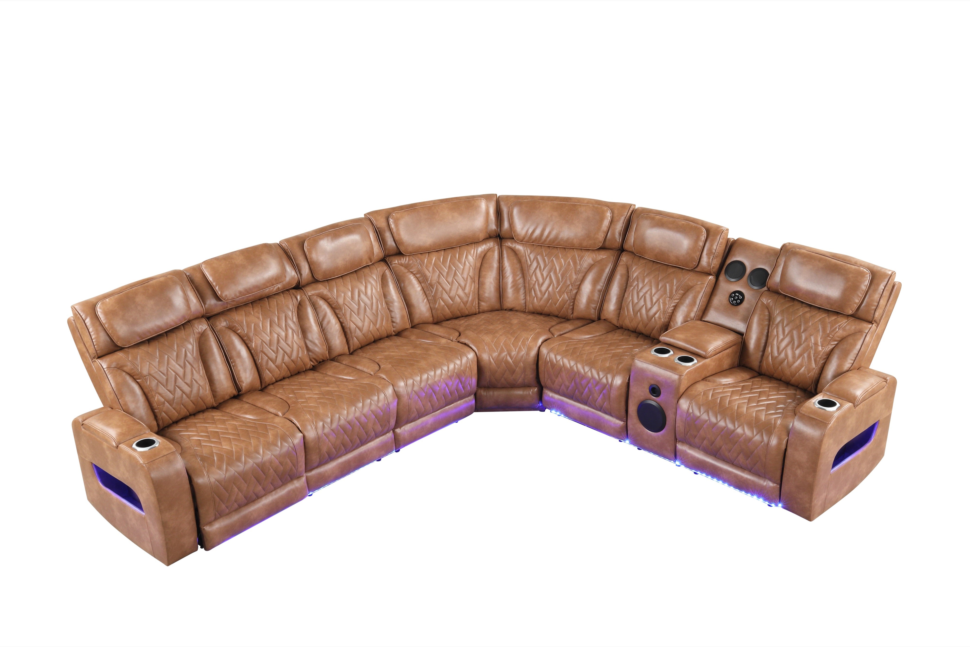 Barcelona Brown Power Reclining Sectional with Power Headrests, view 4