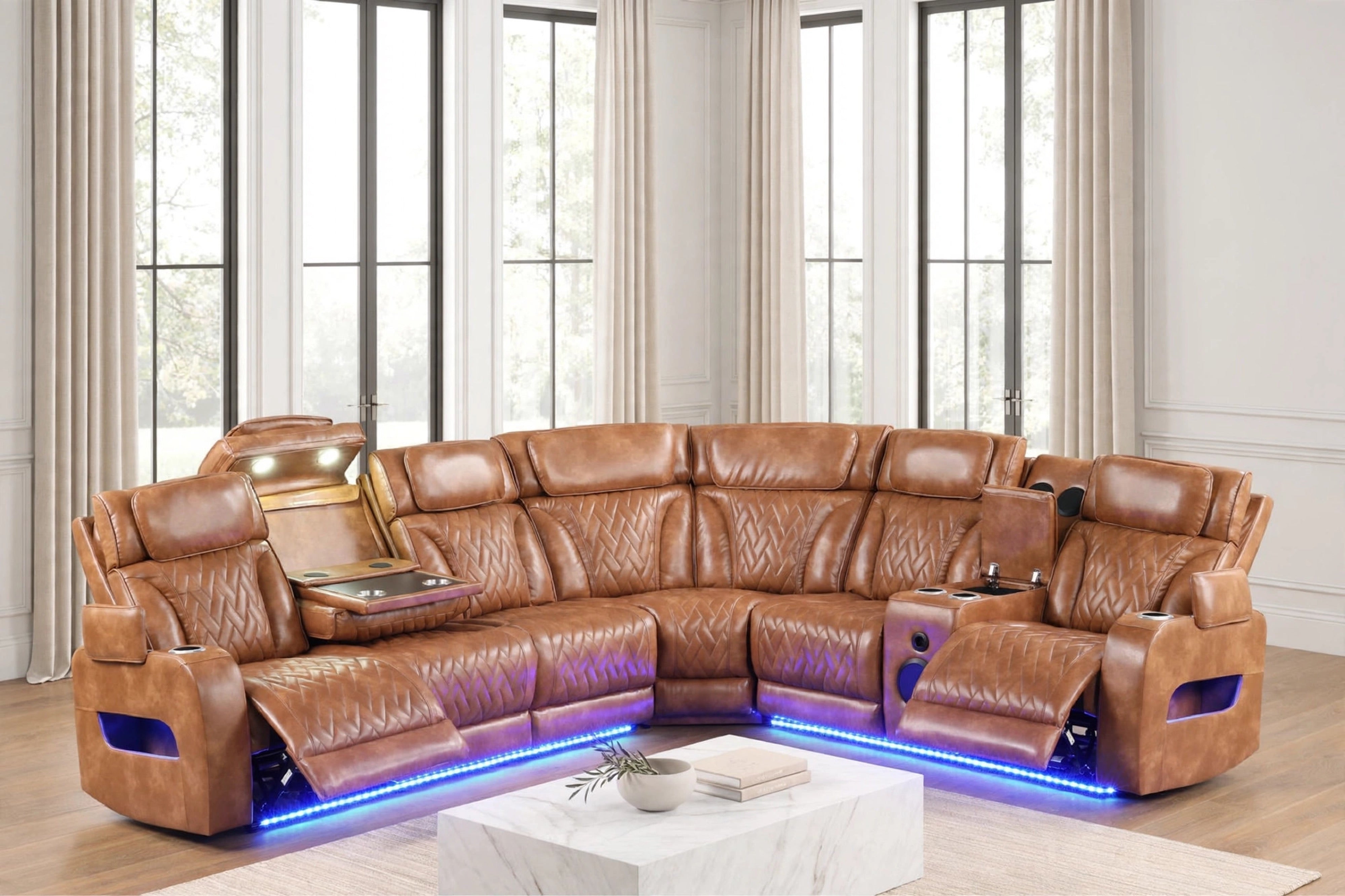 Barcelona Brown Power Reclining Sectional with Power Headrests, view 5