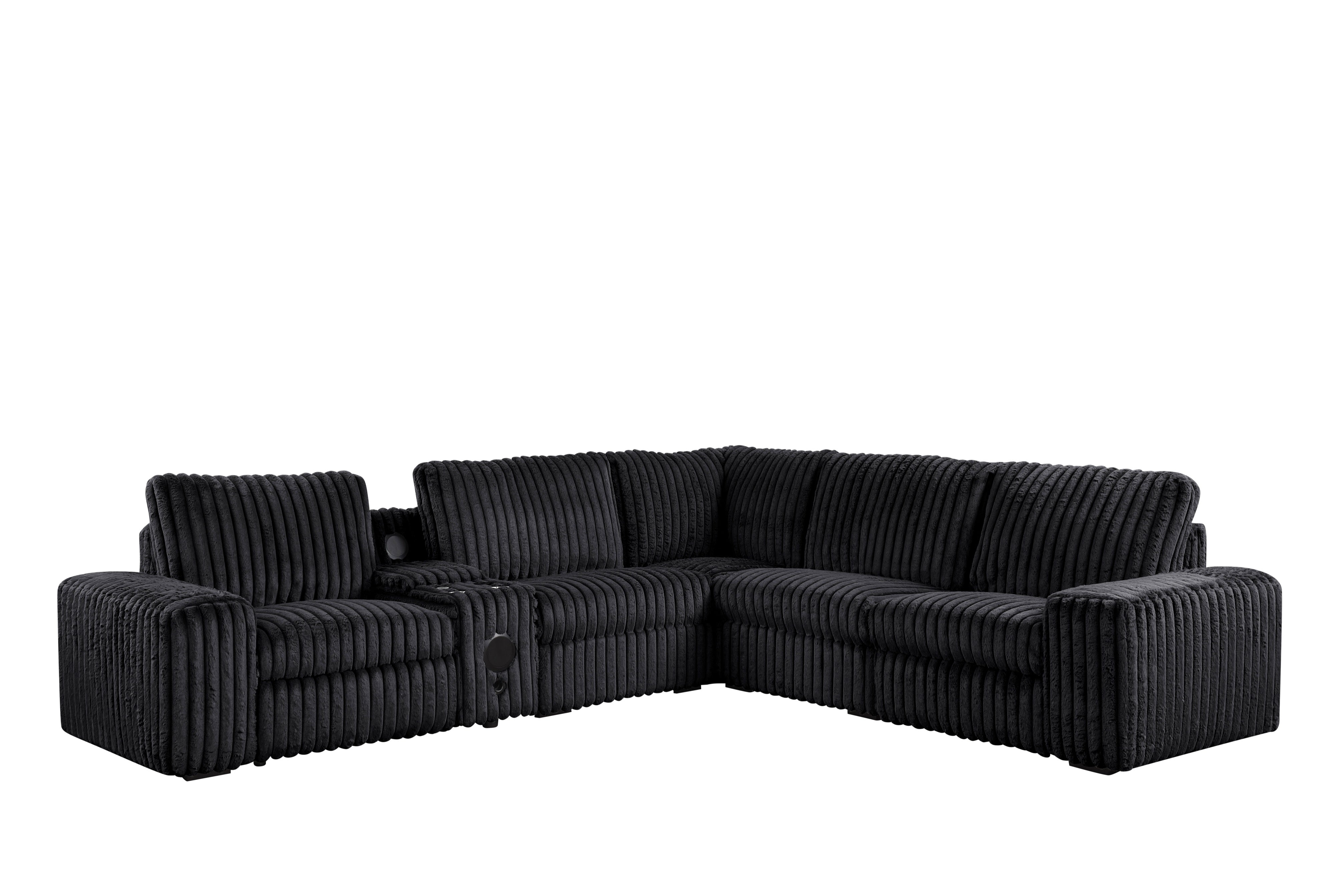 Amelia Onyx Power Reclining Sectional with Bluetooth Speakers, view 2