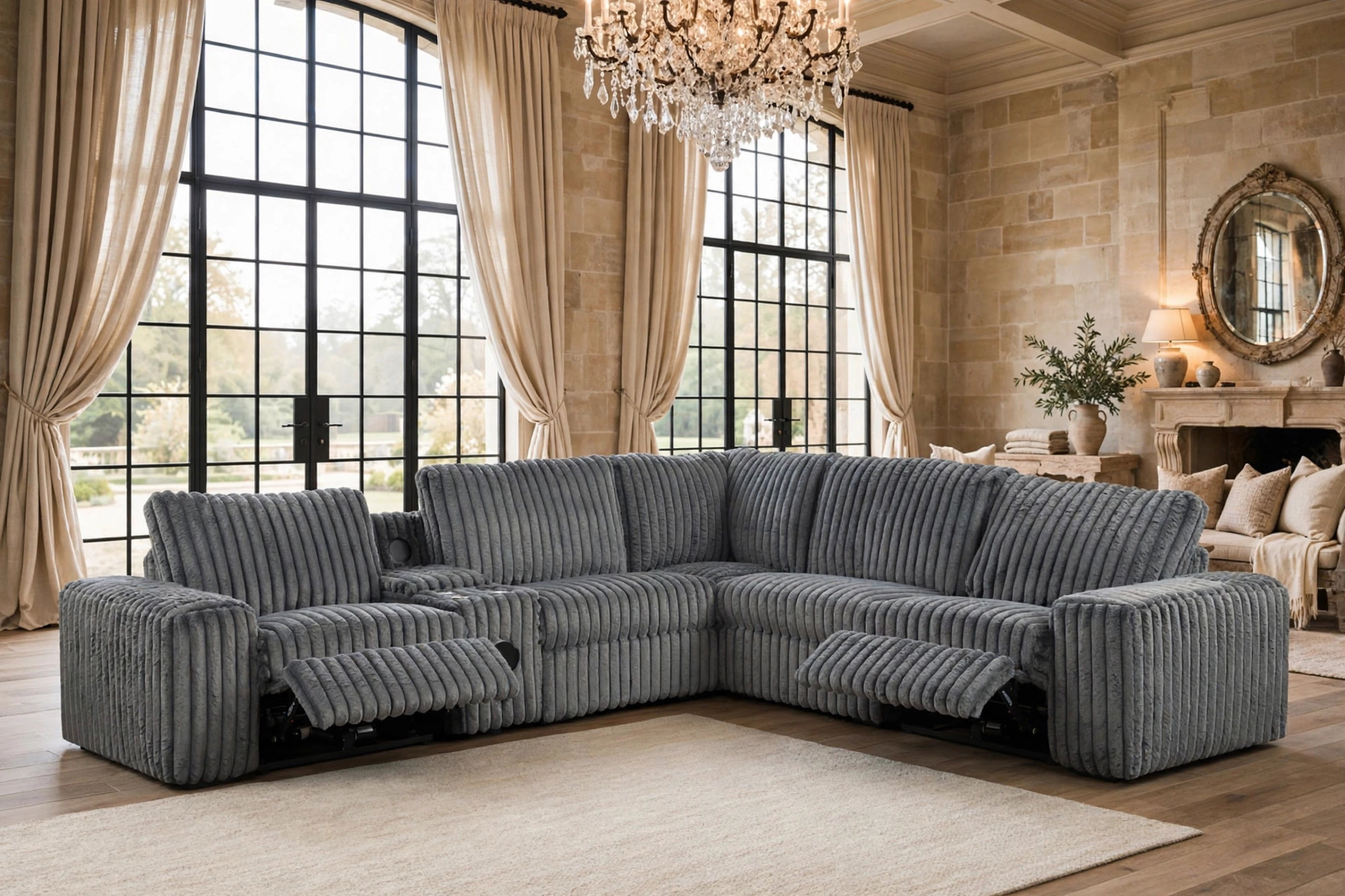 Amelia Charcoal Power Reclining Sectional with Bluetooth Speakers, view 5