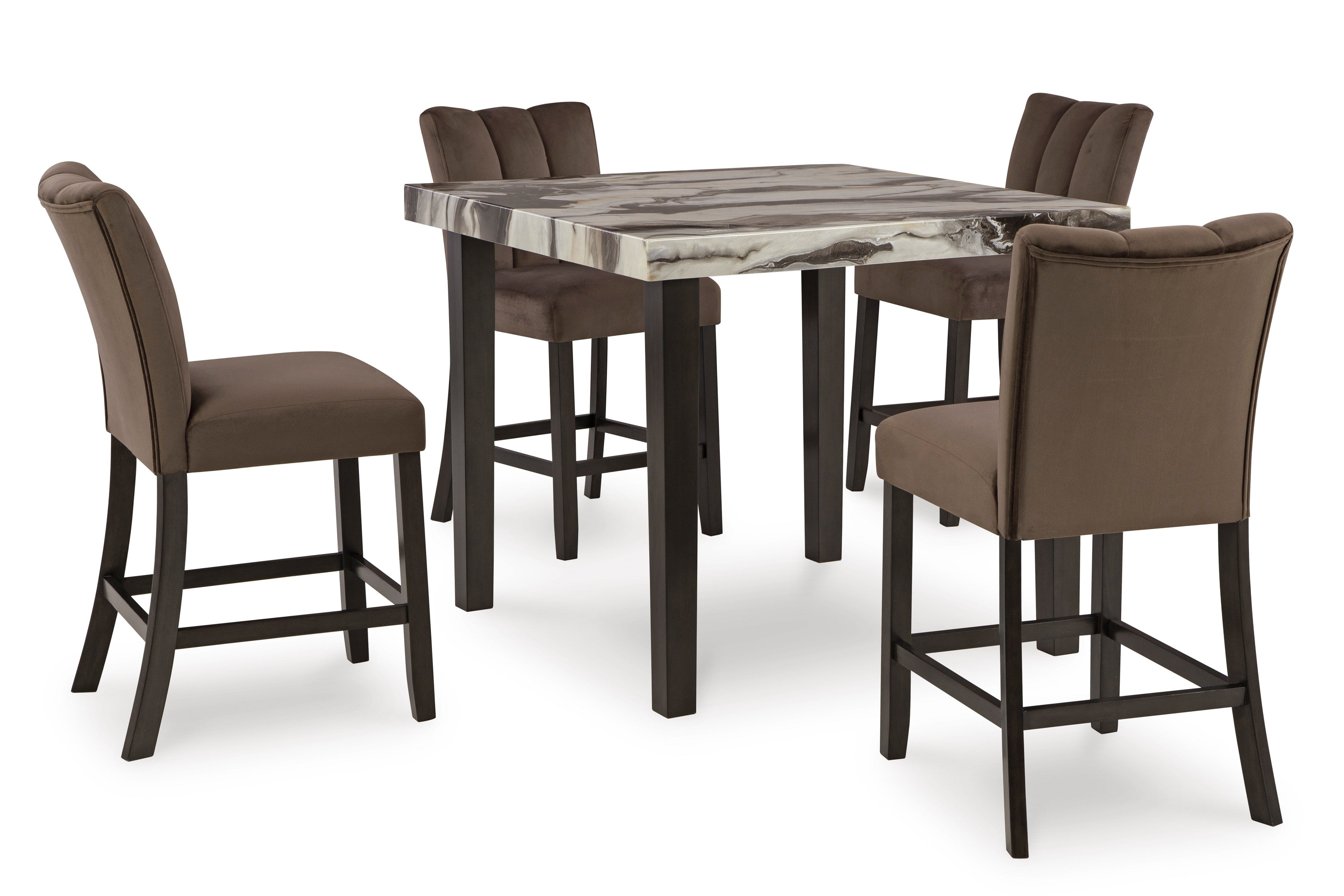 Ashley Mocha Faux Marble 5-Piece Counter Height Pub Set, view 2