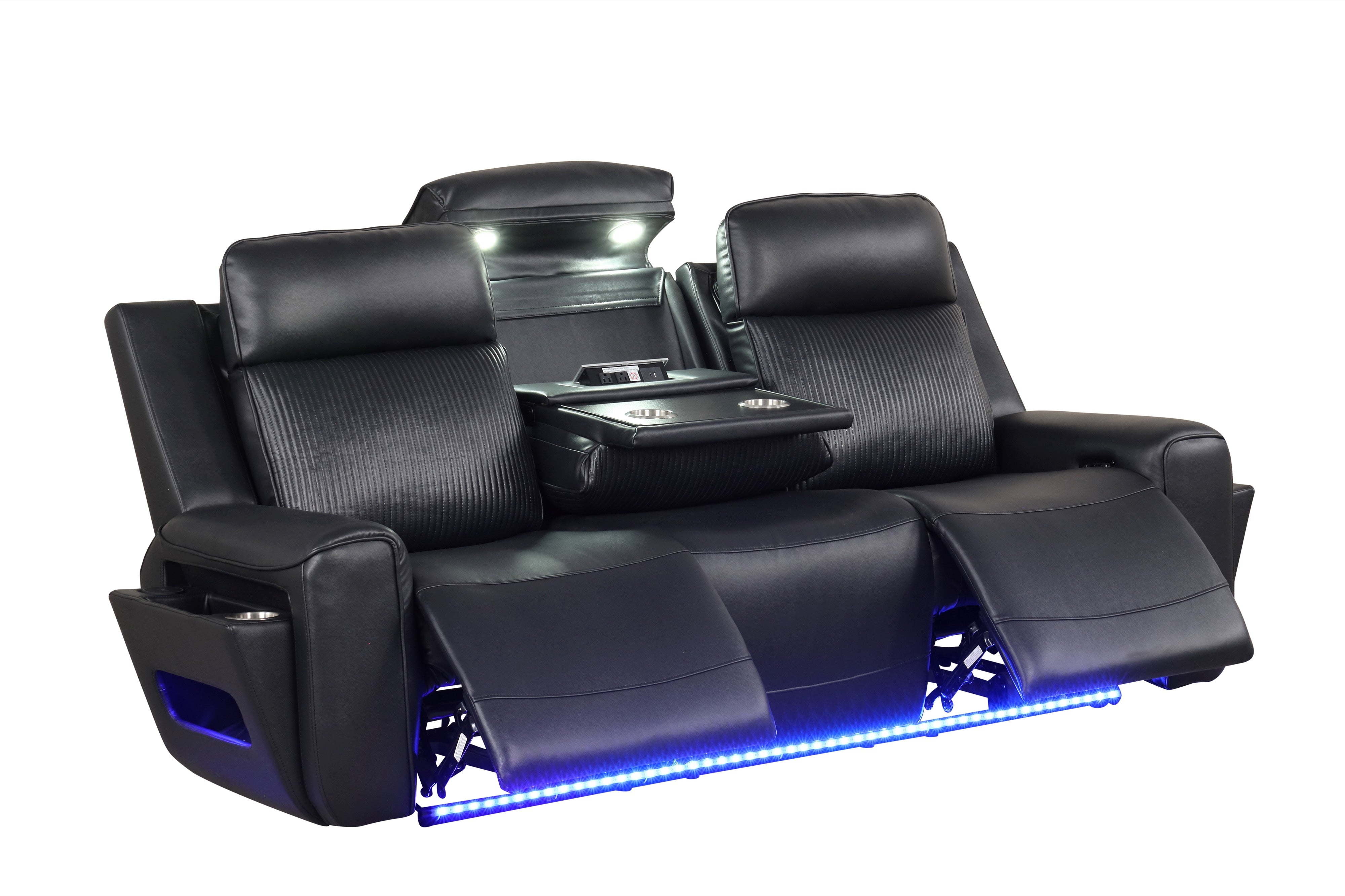 Rolls Royce Black Leather-Gel Power 3-Piece Reclining Set, view 2