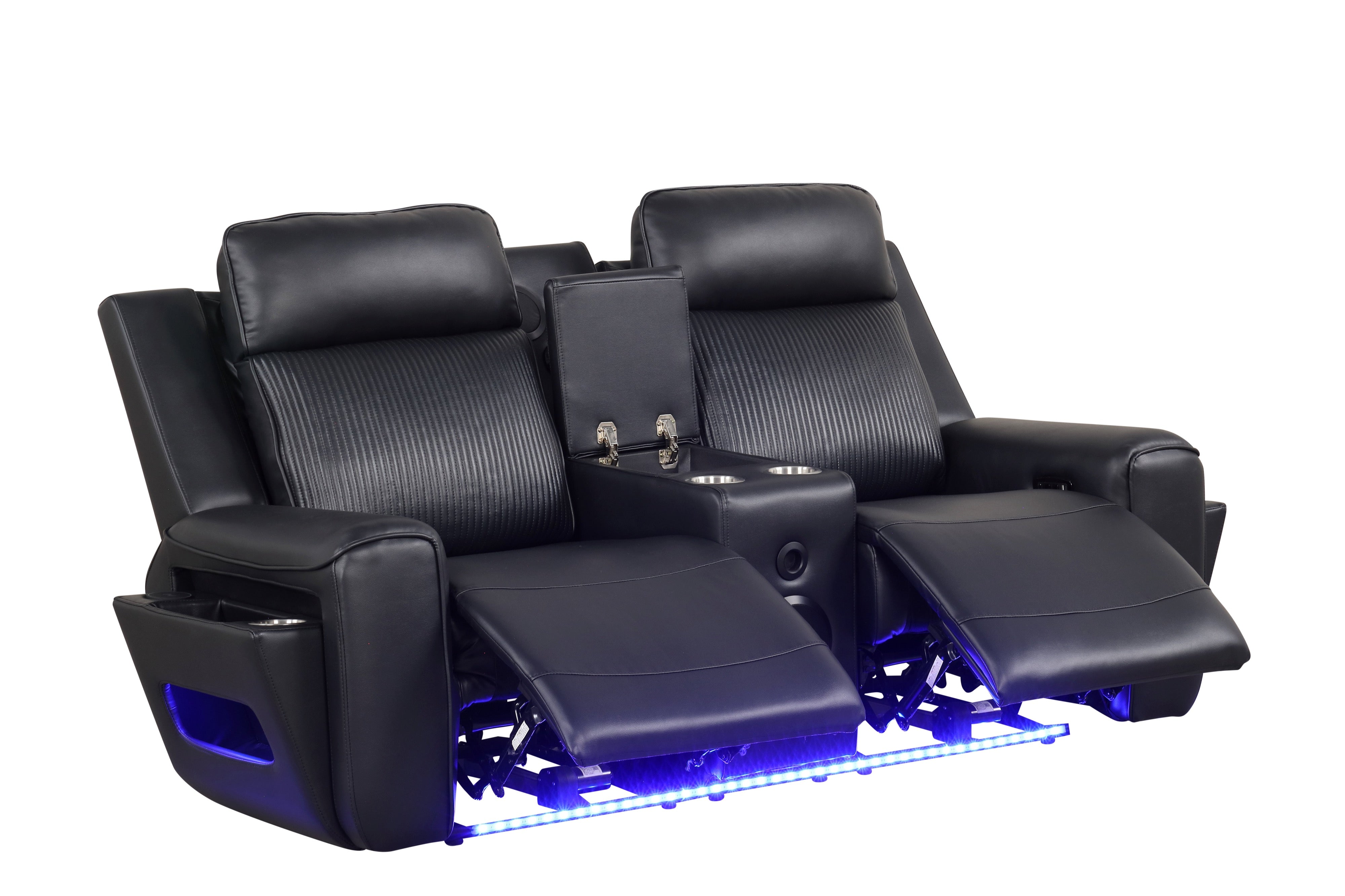Rolls Royce Black Leather-Gel Power 3-Piece Reclining Set, view 3