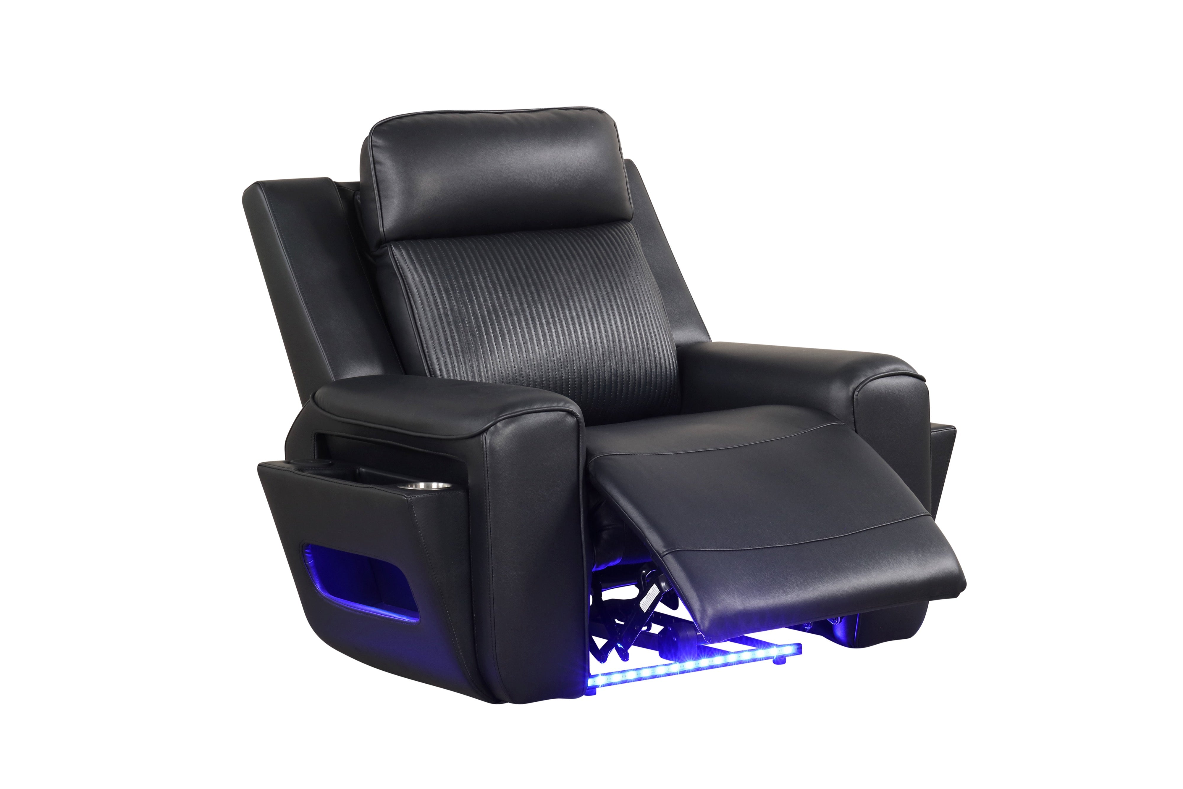 Rolls Royce Black Leather-Gel Power 3-Piece Reclining Set, view 4