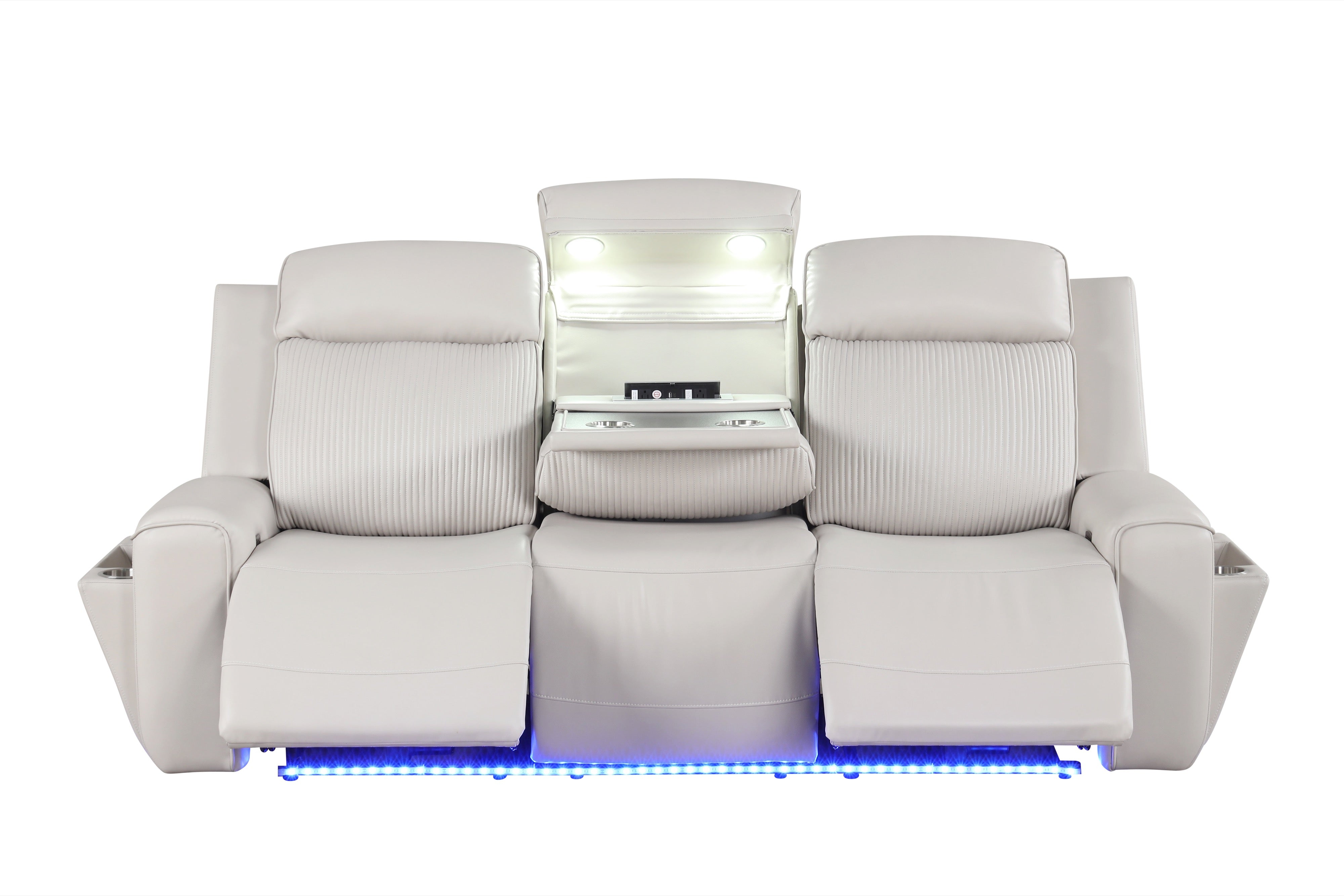 Rolls Royce Sand Leather-Gel Power 3-Piece Reclining Set, view 2