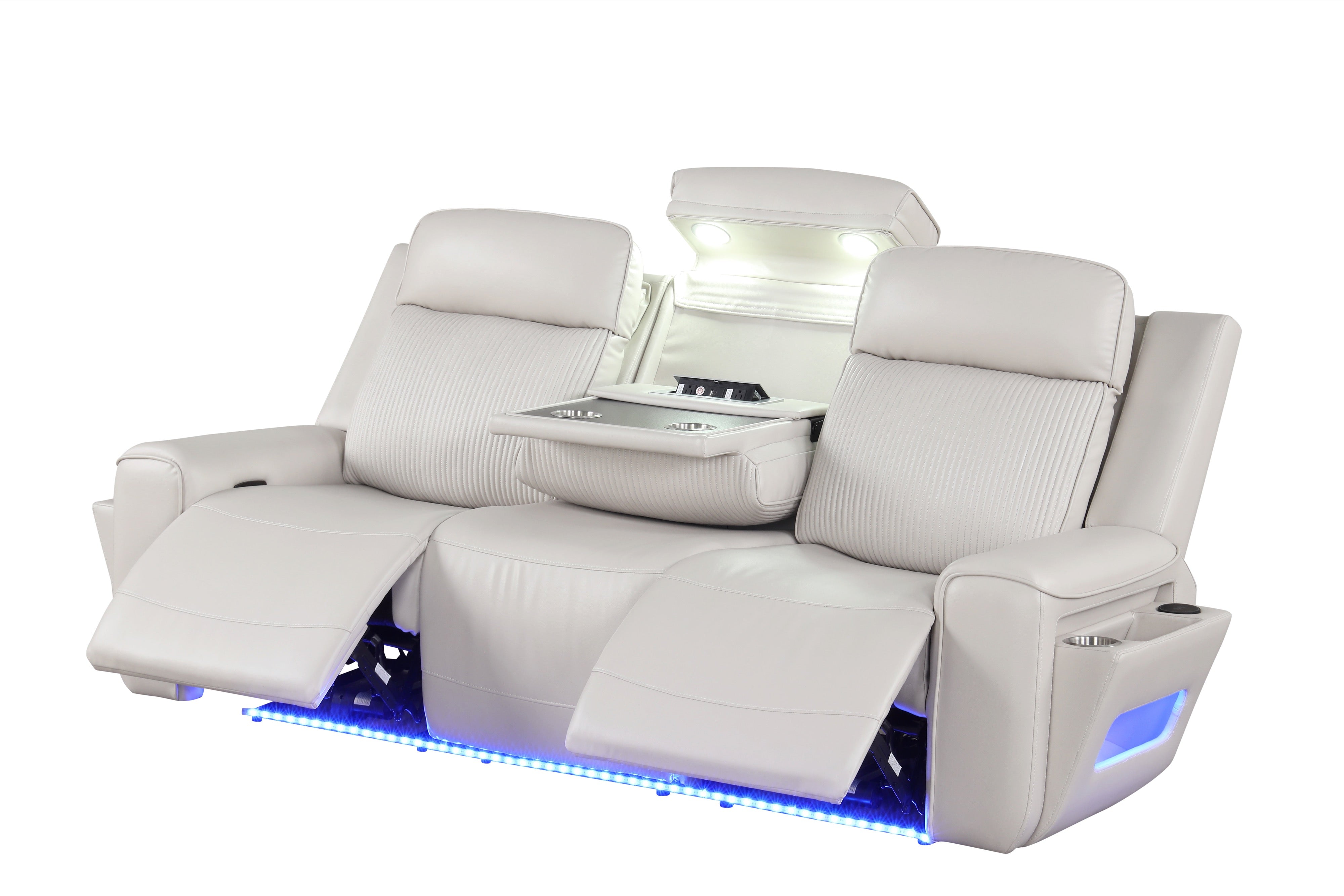 Rolls Royce Sand Leather-Gel Power 3-Piece Reclining Set, view 3