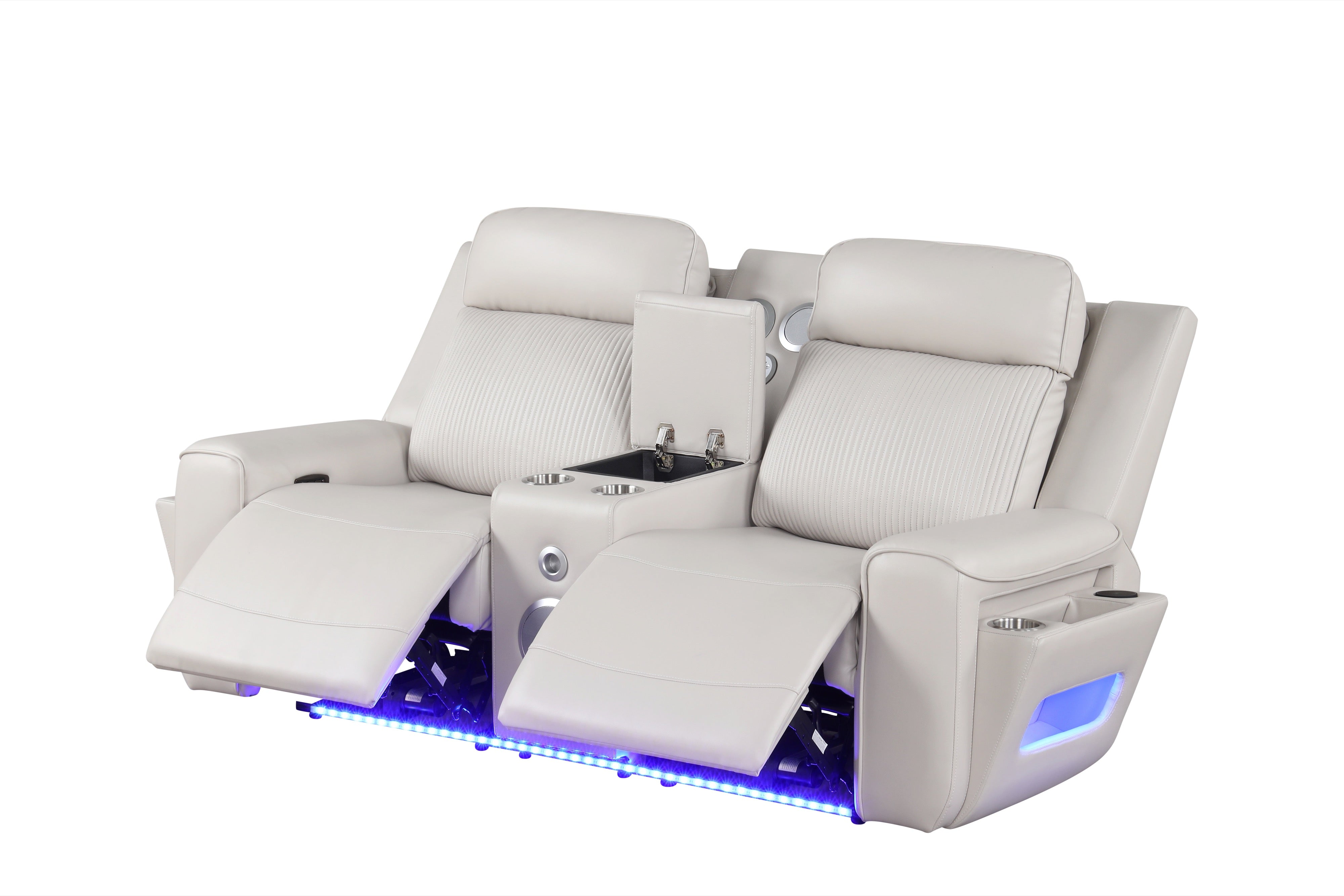 Rolls Royce Sand Leather-Gel Power 3-Piece Reclining Set, view 4