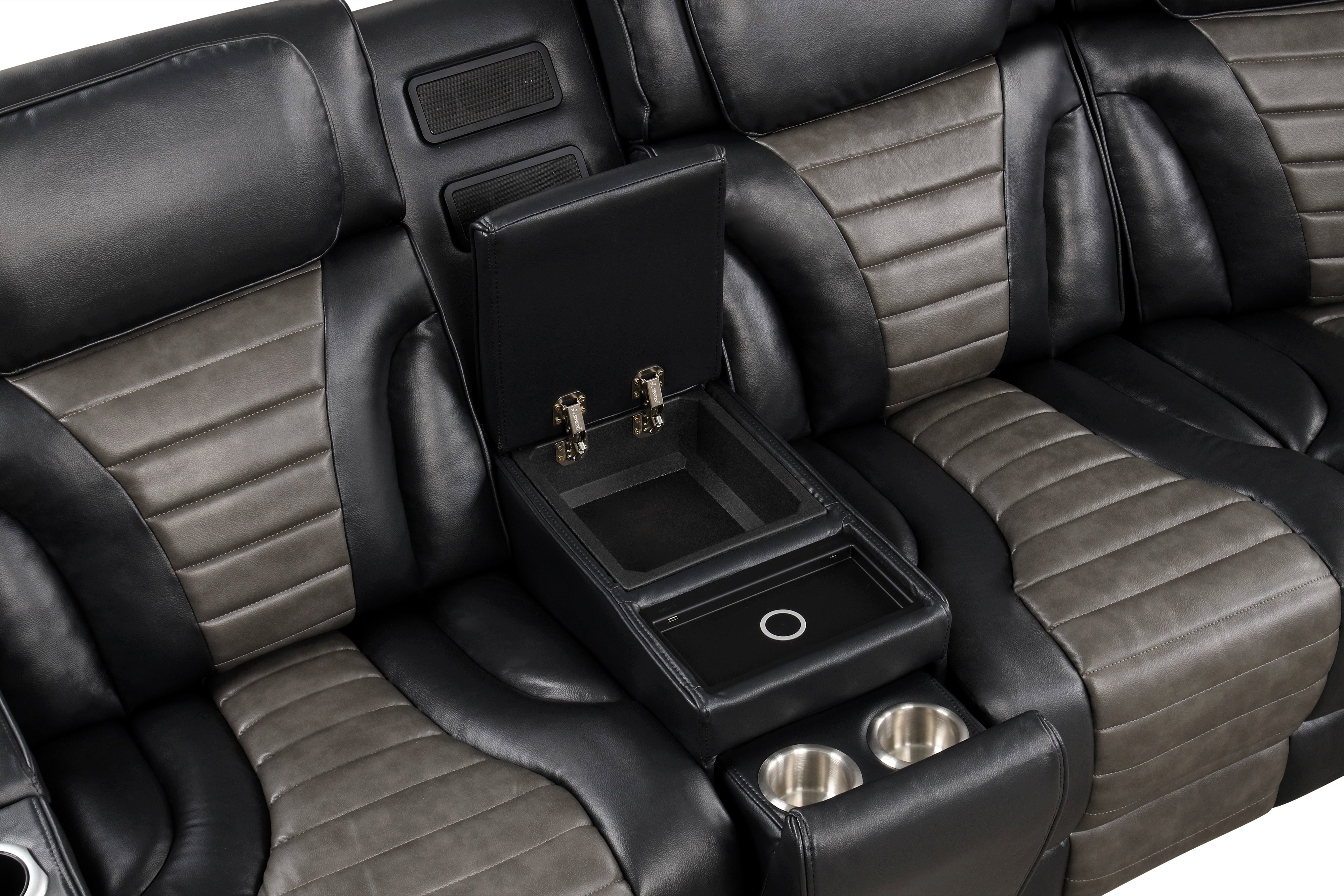 Ibiza Black Power Reclining Sectional with Power Headrests