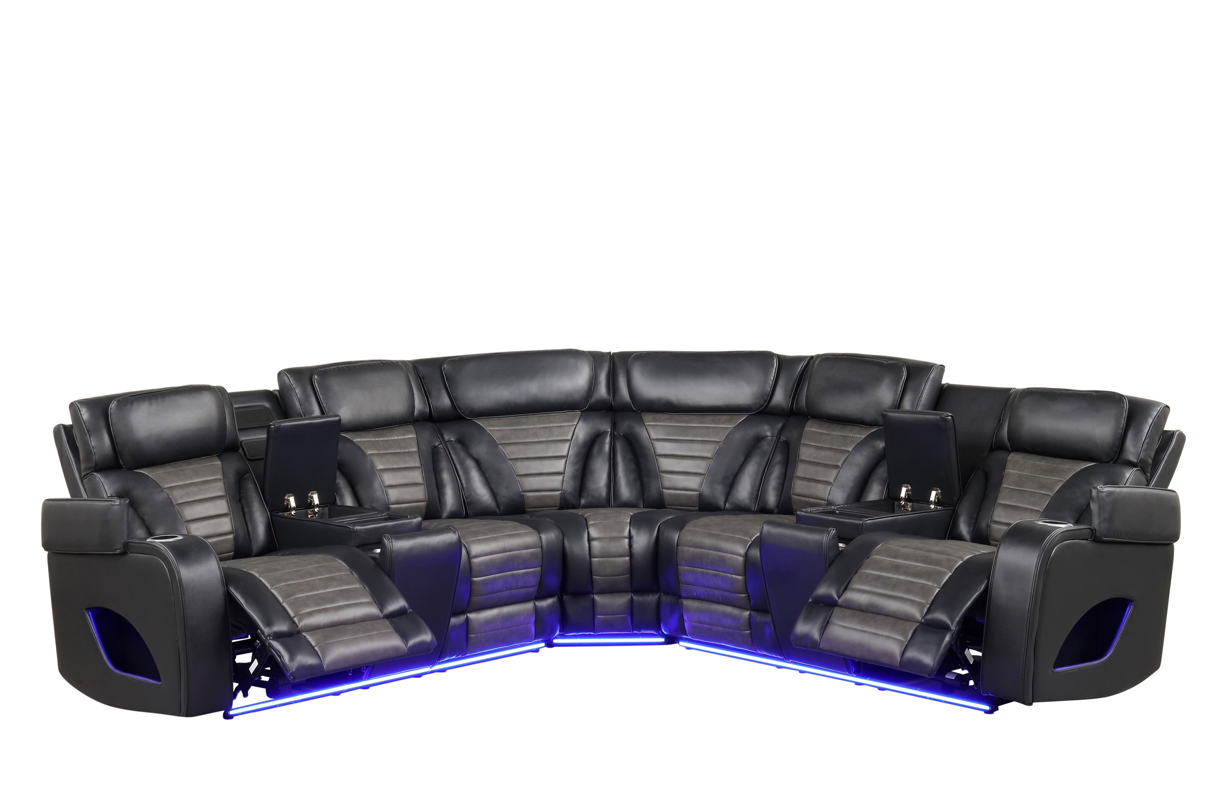 Ibiza Black Power Reclining Sectional with Power Headrests, view 3