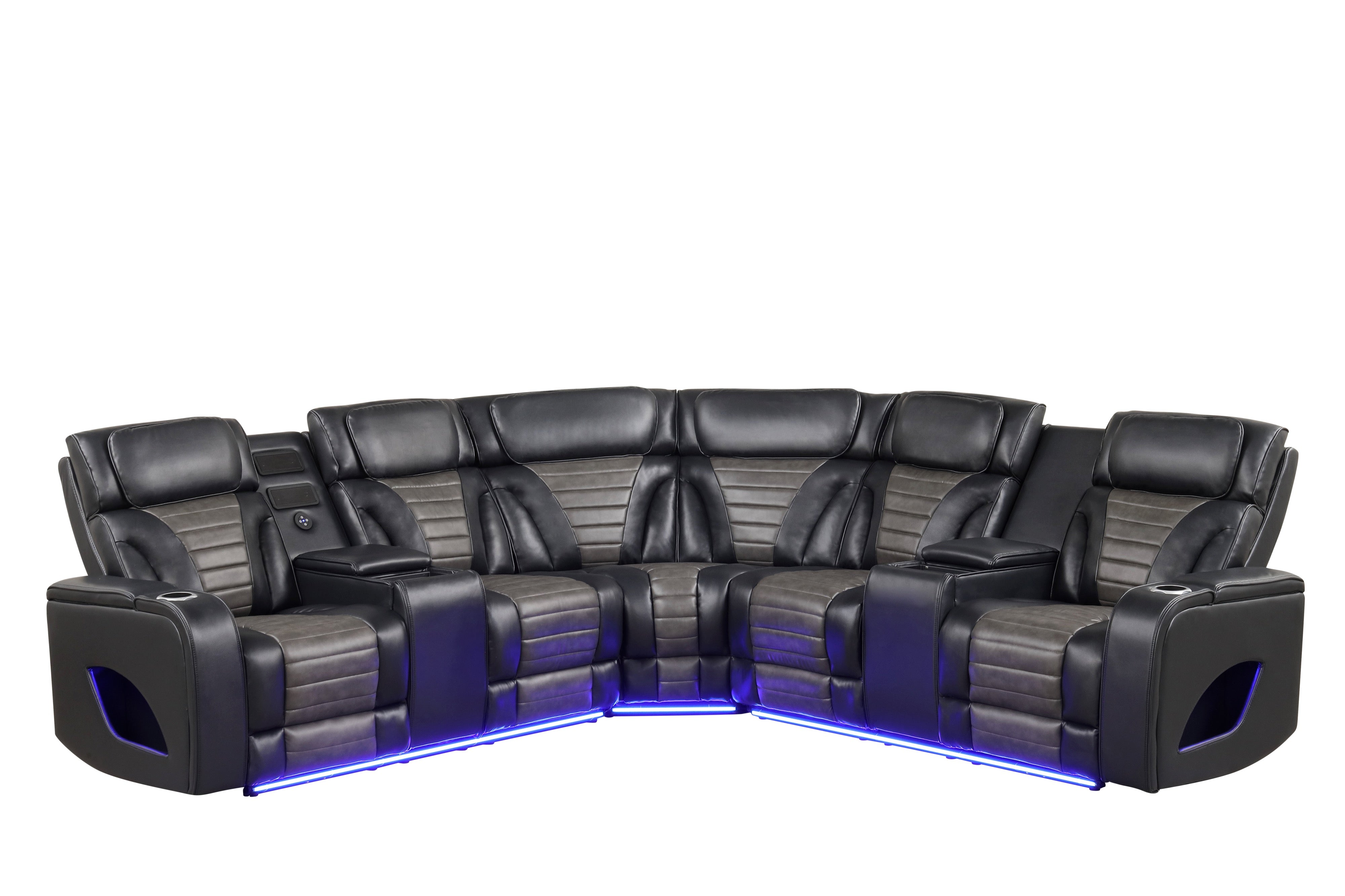 Ibiza Black Power Reclining Sectional with Power Headrests, view 4