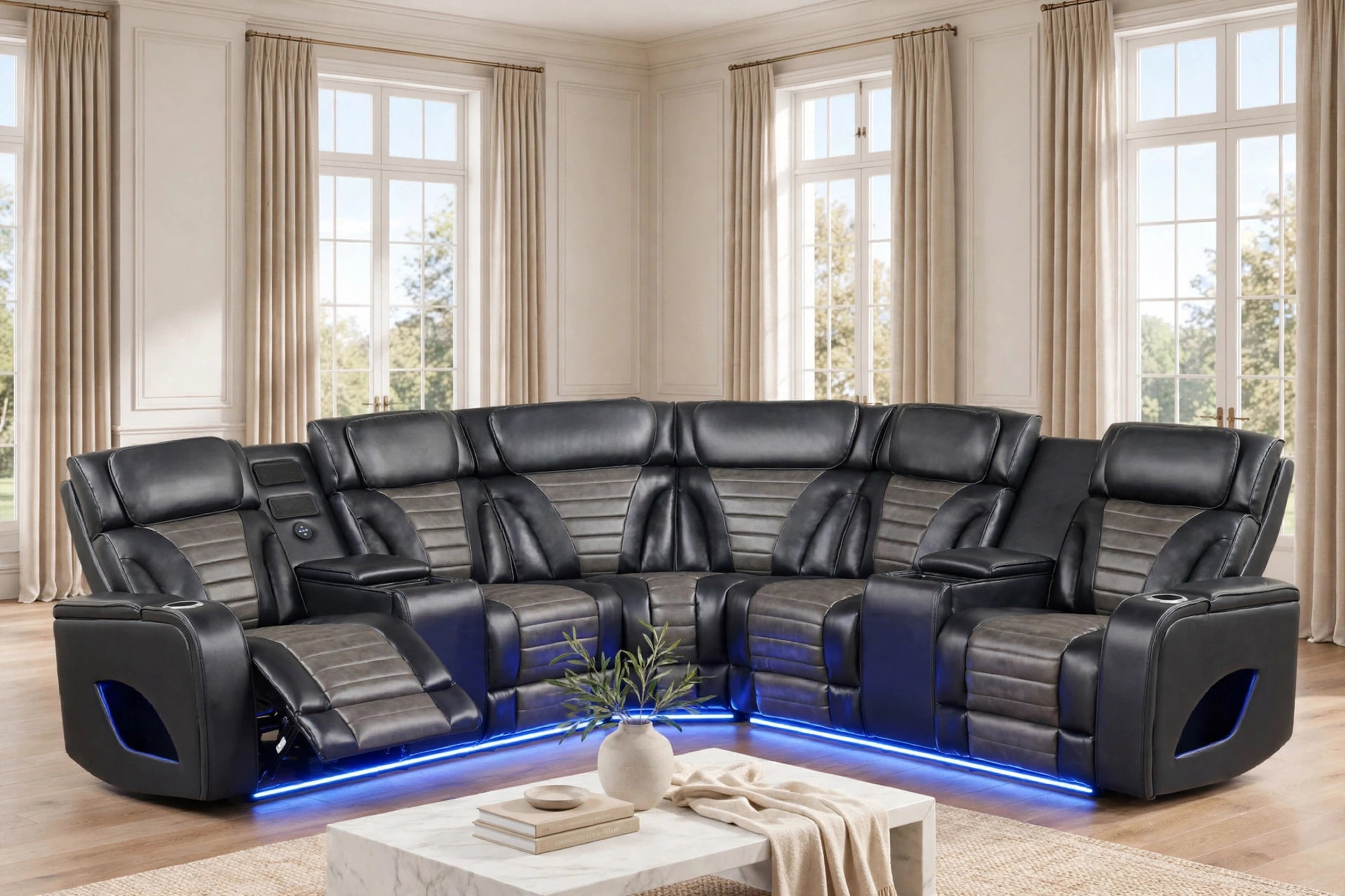 Ibiza Black Power Reclining Sectional with Power Headrests, view 5