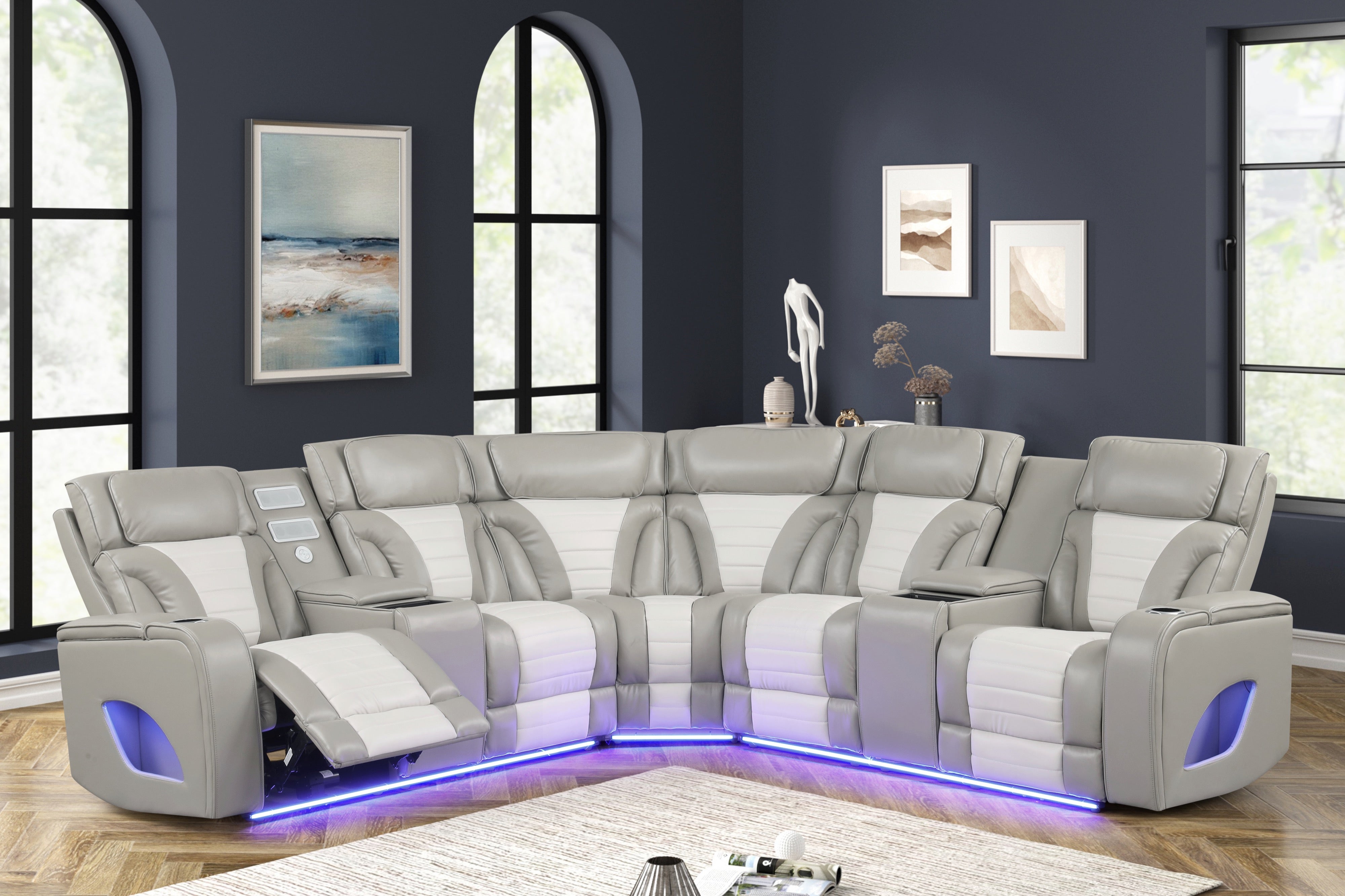 Ibiza Gray Power Reclining Sectional with Power Headrests