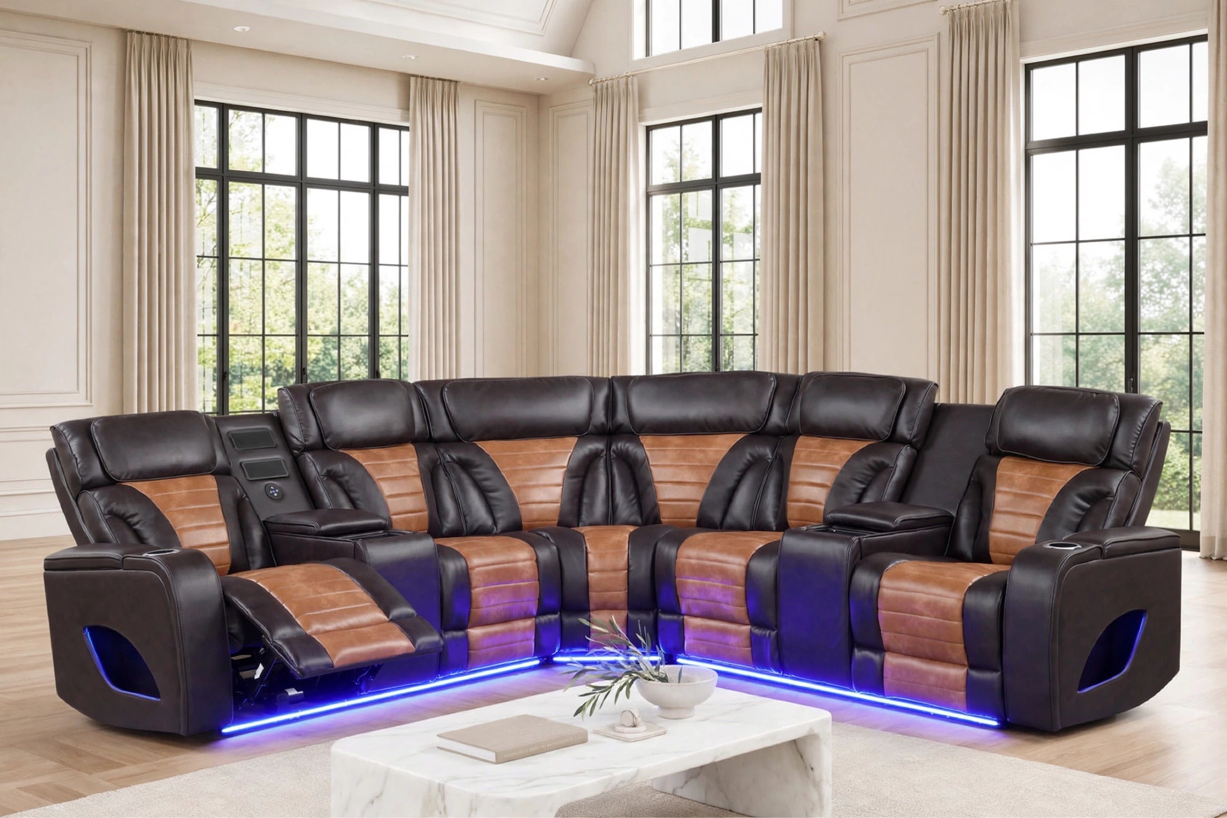 Ibiza Brown Power Reclining Sectional with Power Headrests, view 4