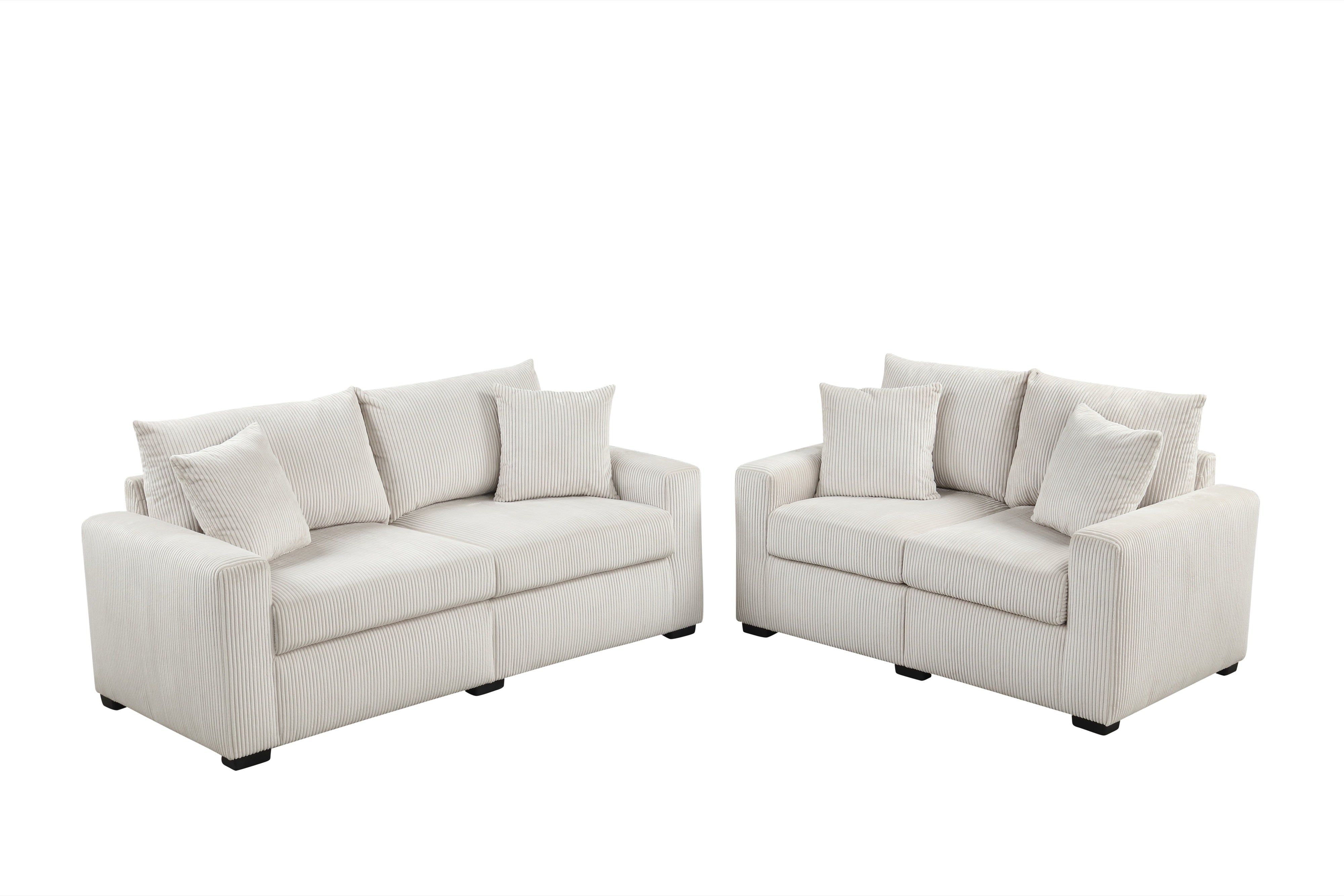 Beige Corduroy Sofa & Loveseat Set