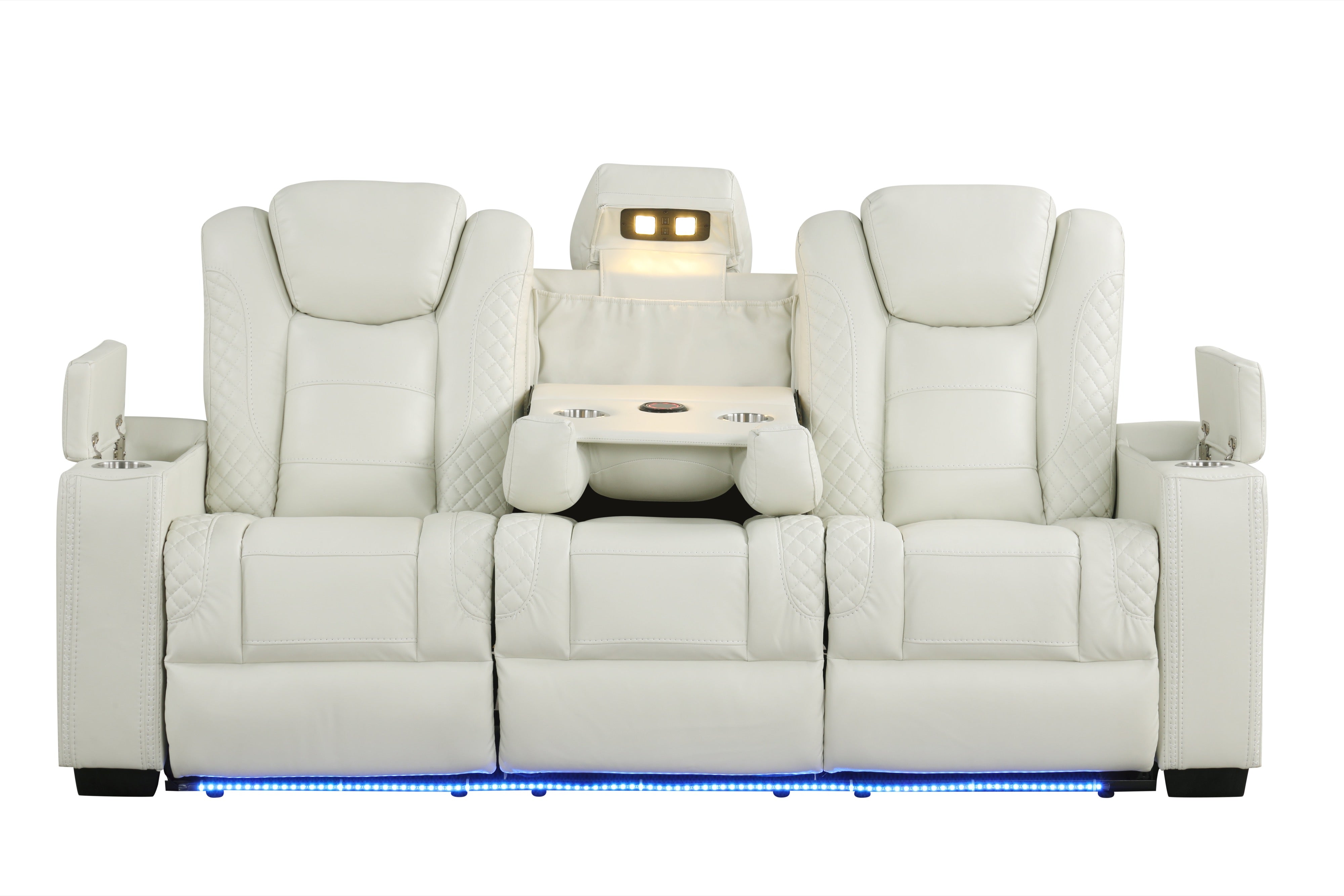Stefano White Leather-Gel 3-Piece Reclining Set, view 2