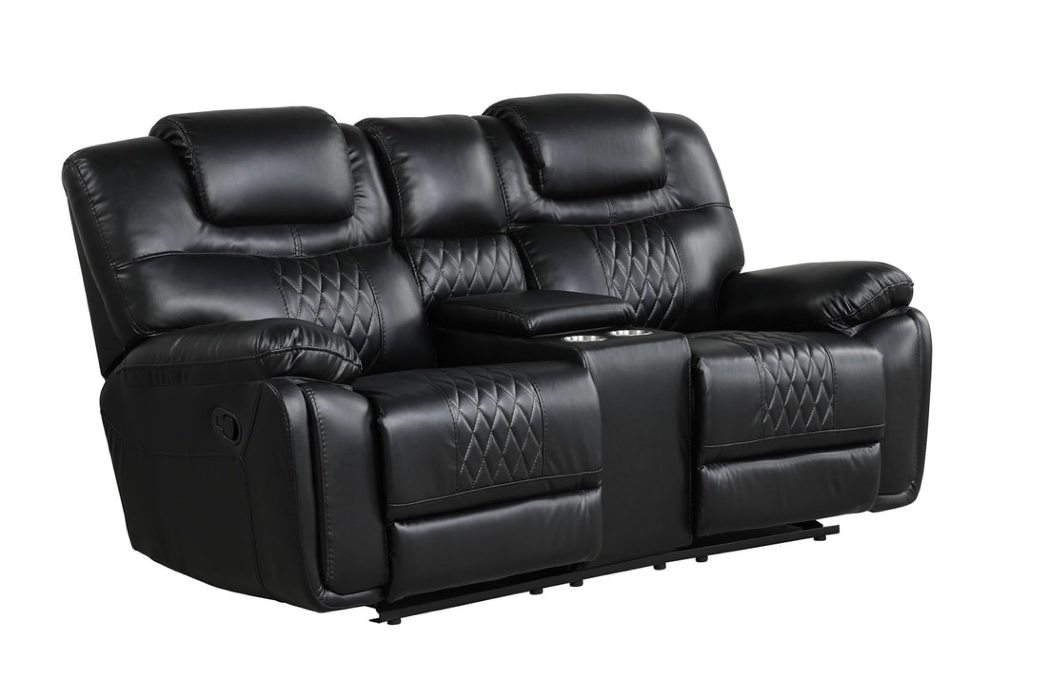 Galveston Black Leather-Gel Oversized 3-Piece Reclining Set, view 2