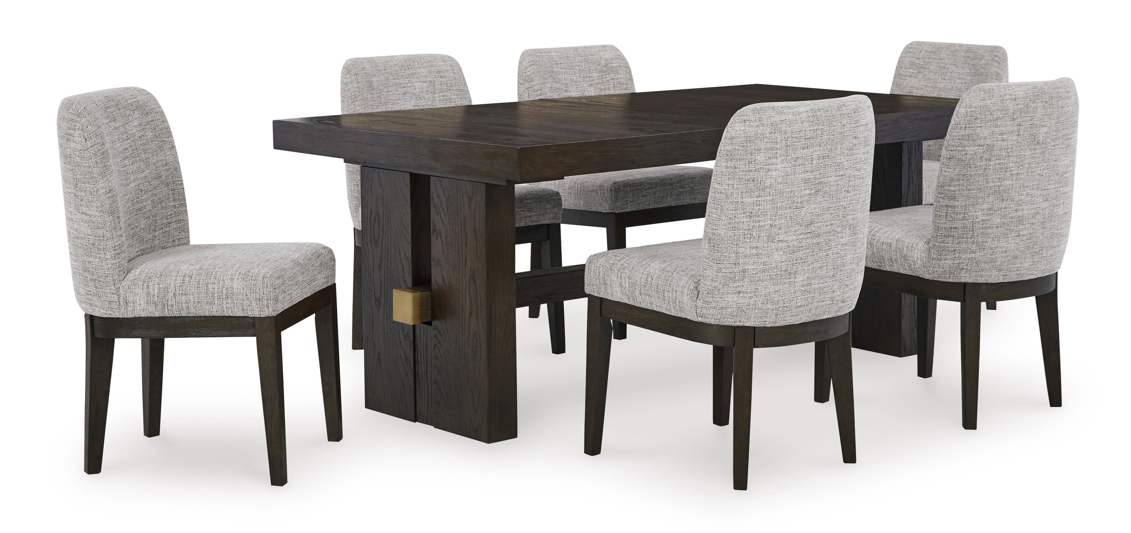 Ashley Dark Brown Oak 7-Piece Dining Set, view 2