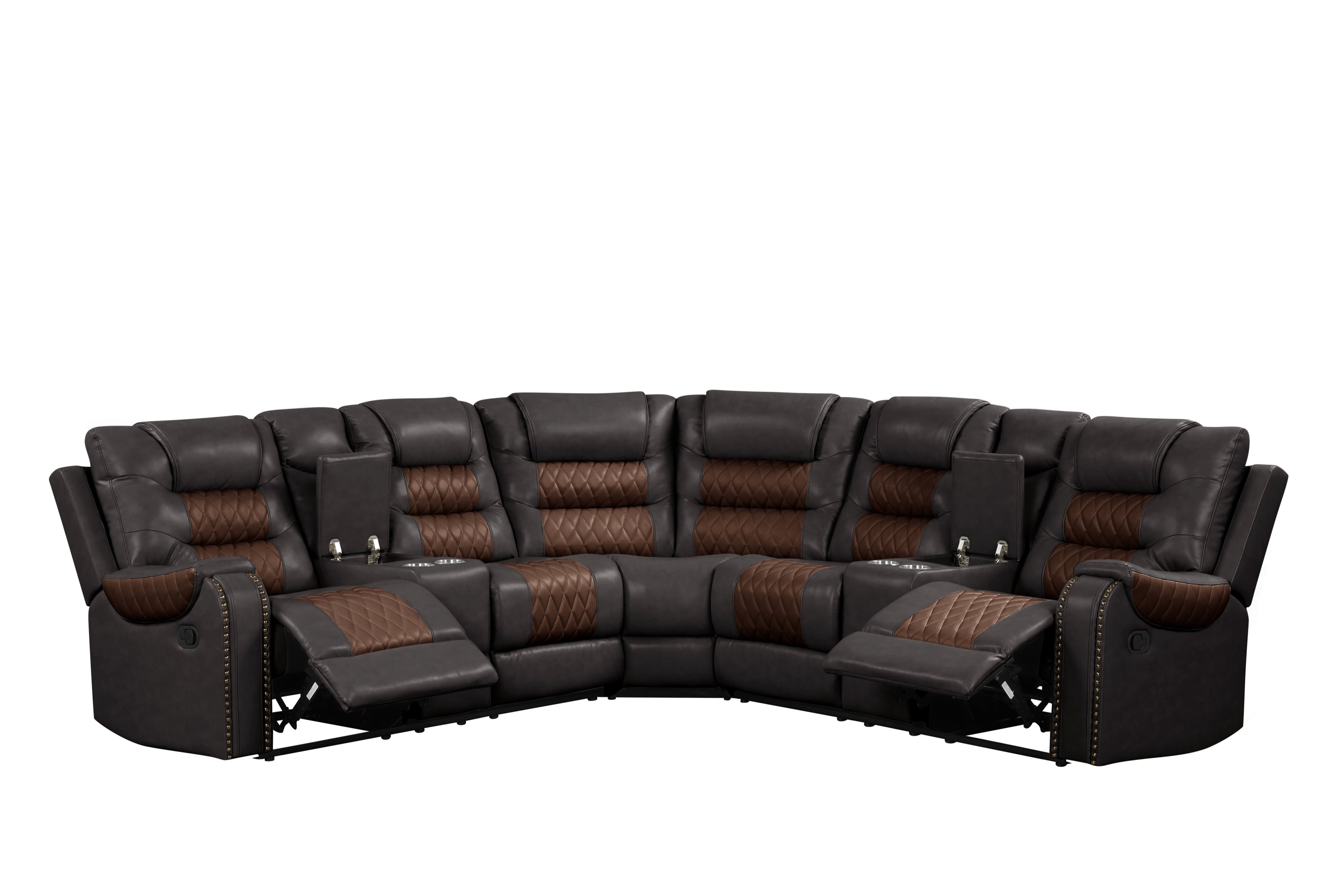 Jordon Brown Two-Tone Reclining Sectional with Storage, view 2