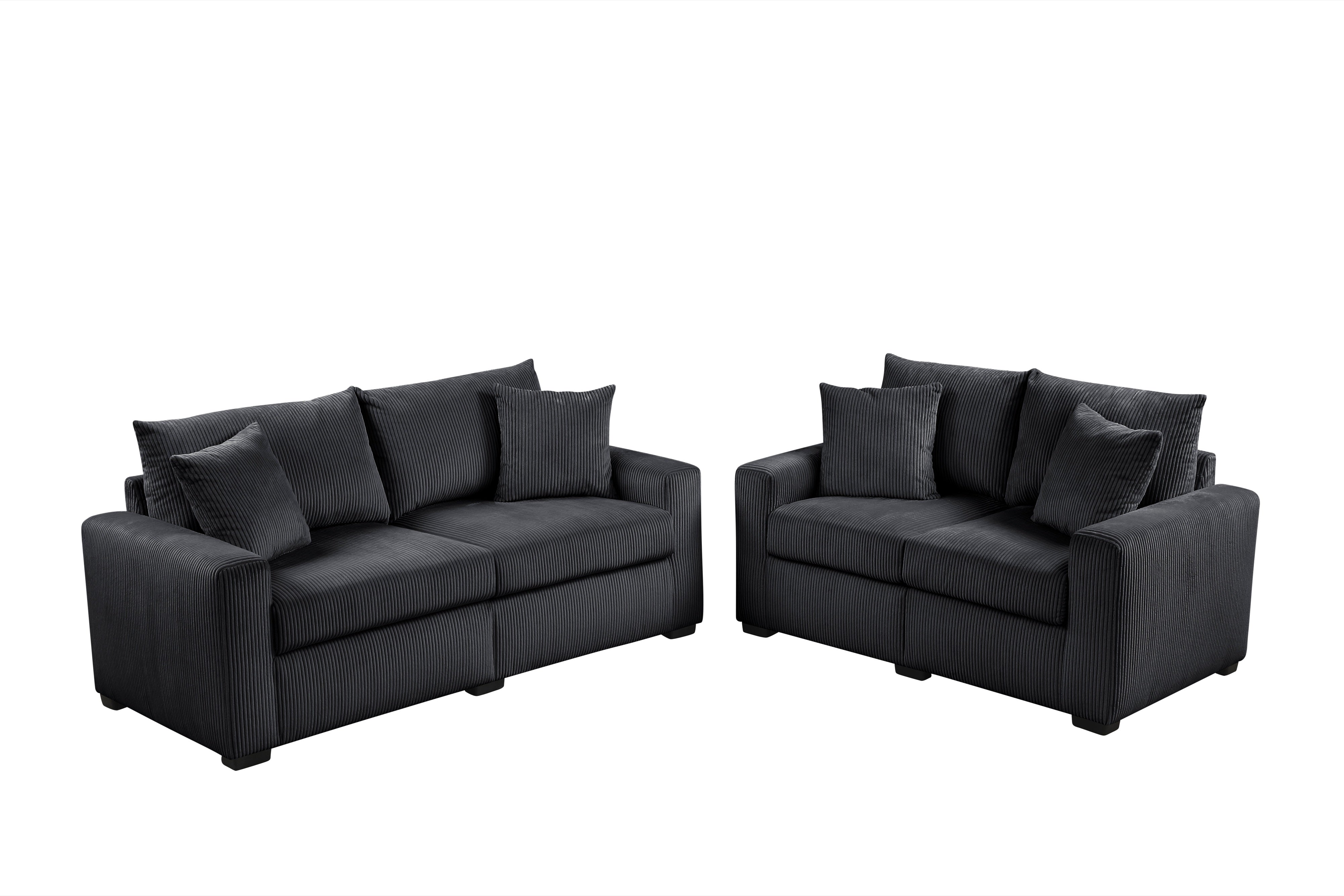 Black Corduroy Sofa & Loveseat Set