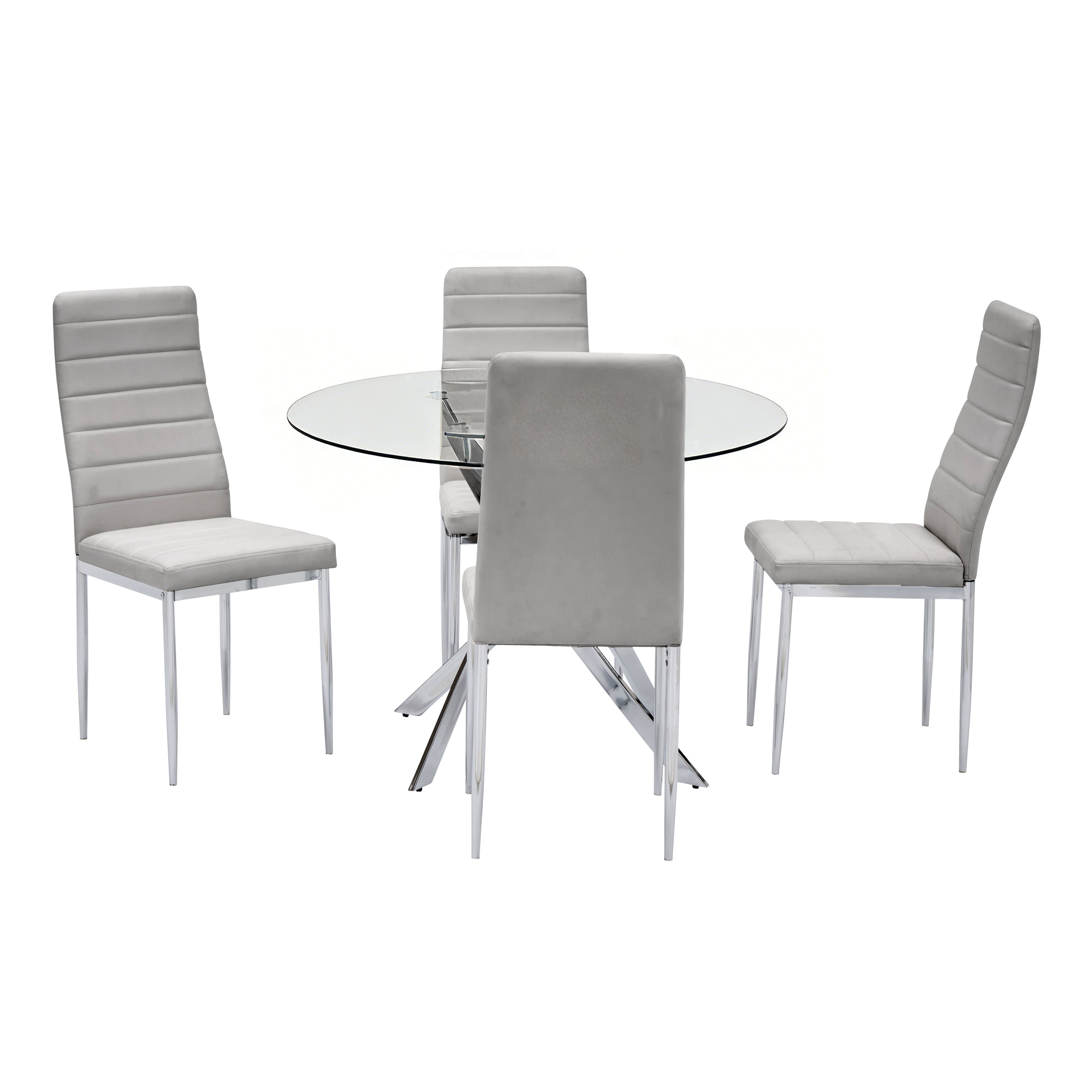 Gray Round Glass 5-Piece Dining Set, view 2