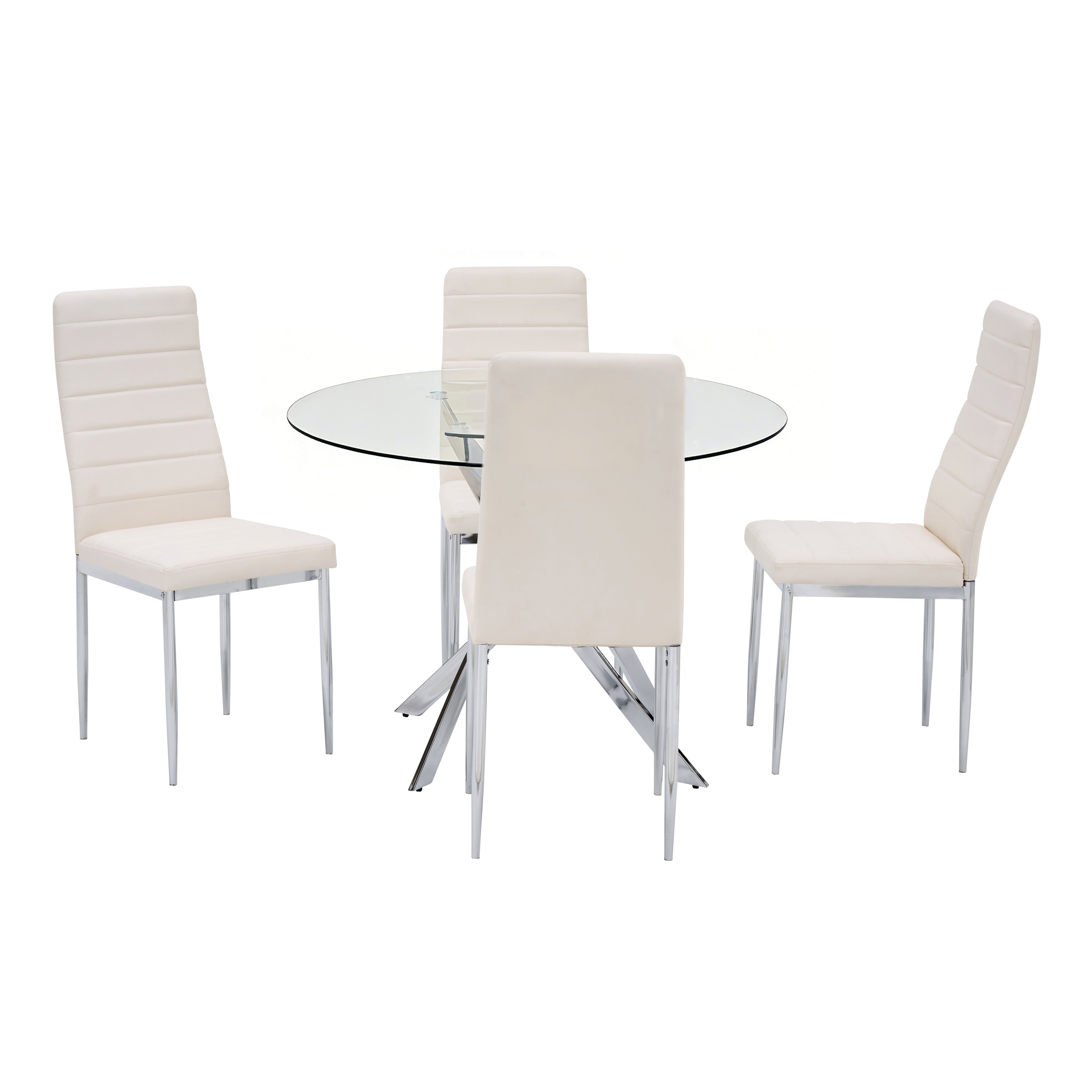 White Round Glass 5-Piece Dining Set, view 2