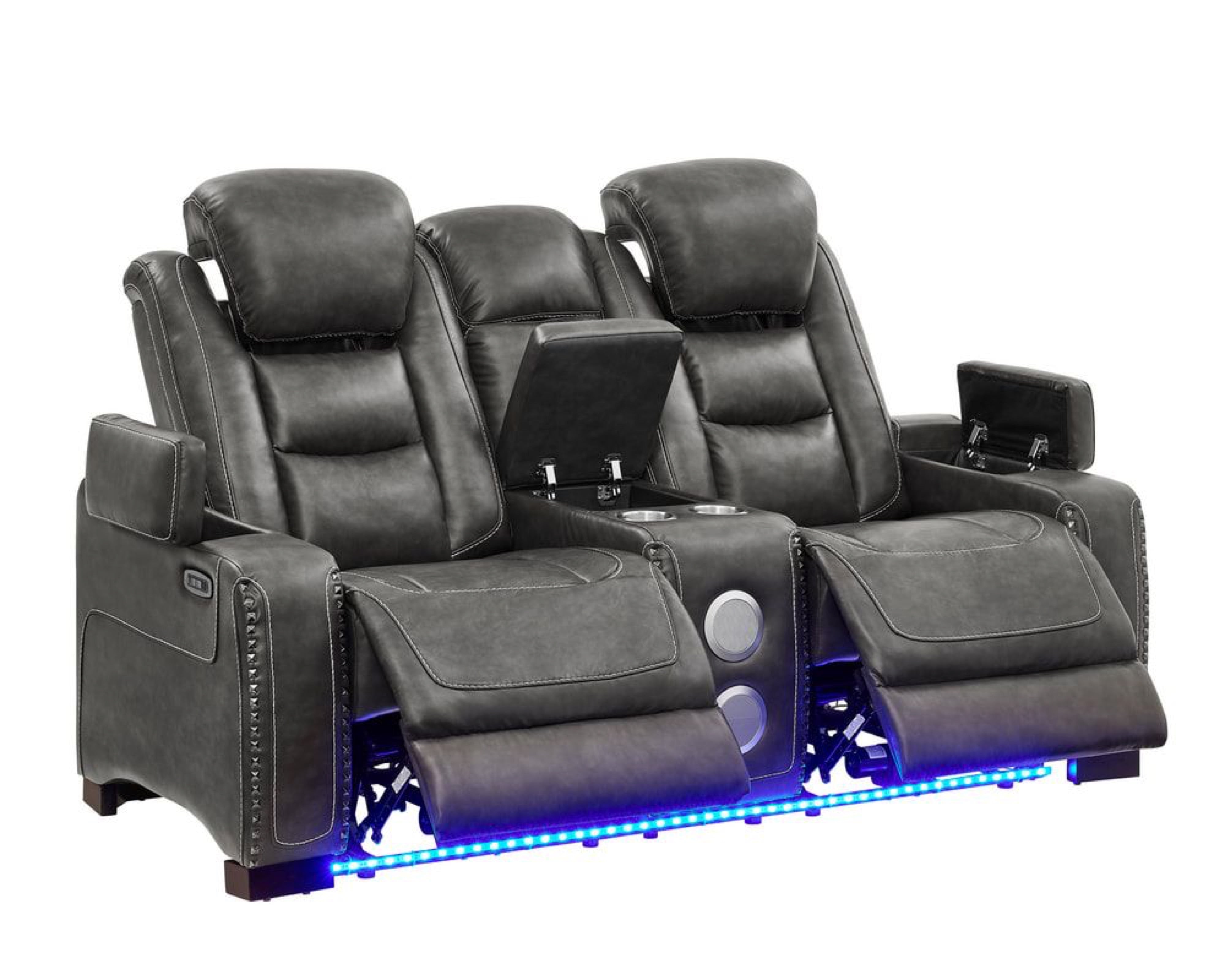 Tesla Gray Leather-Gel Power 3-Piece Reclining Set, view 4